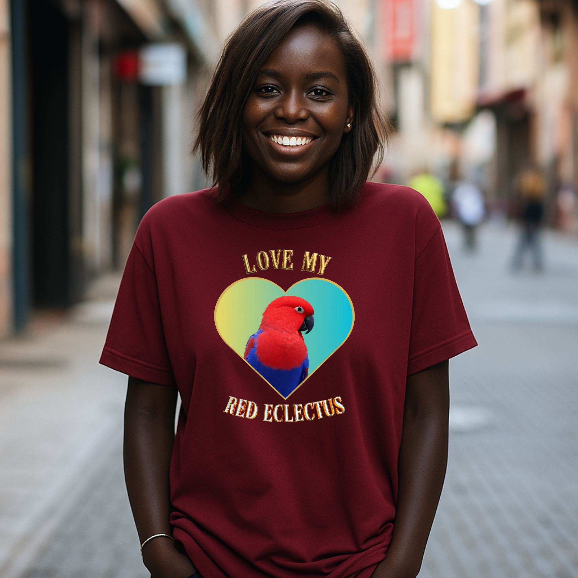 Love My Red Eclectus Heart T-Shirt