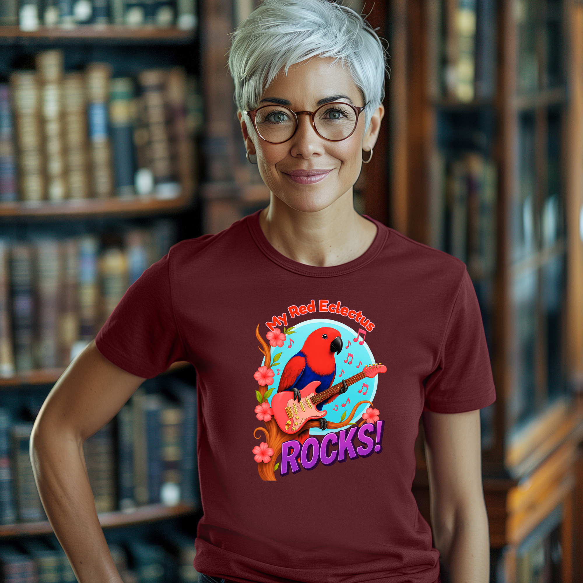 My Red Eclectus Rocks Guitar T-Shirt