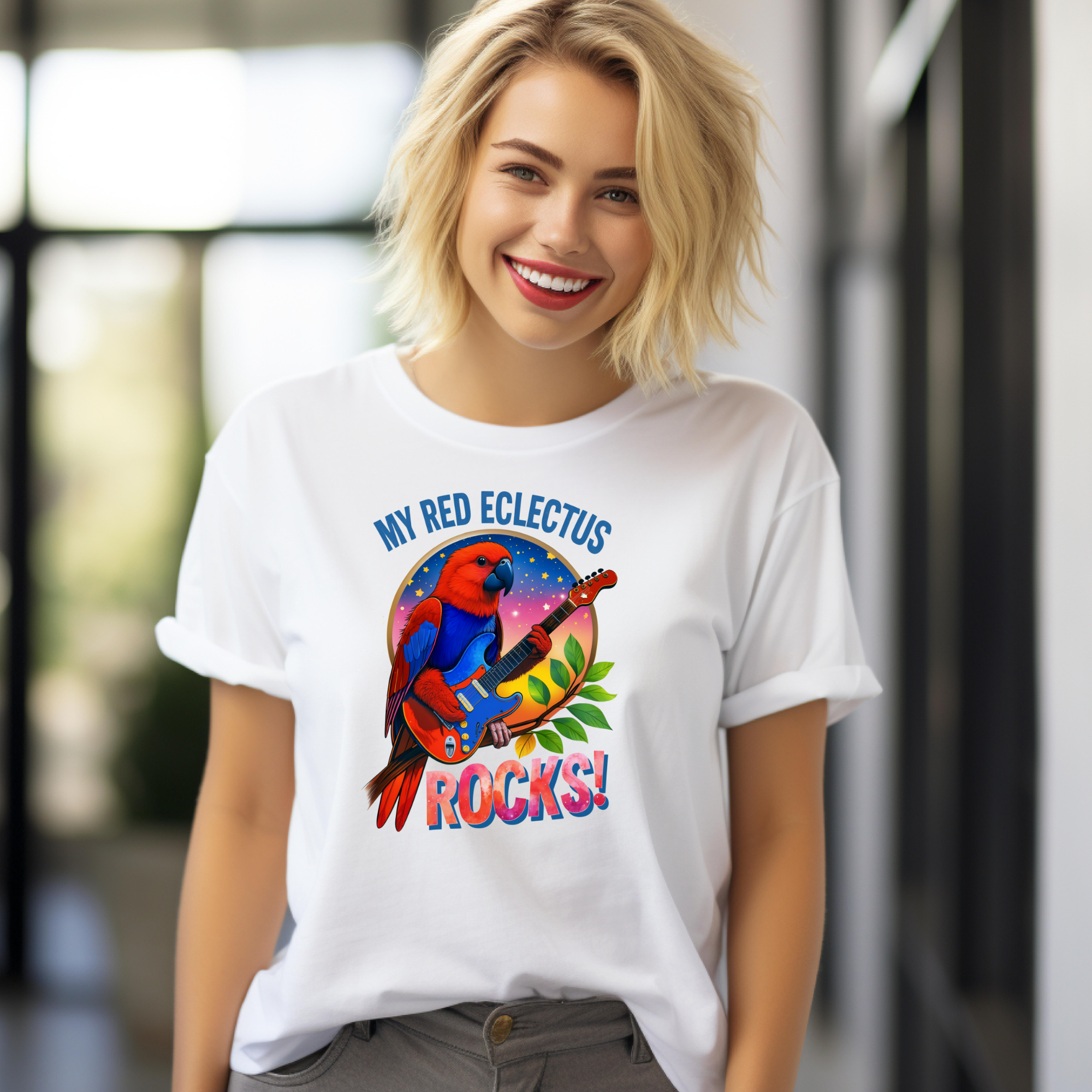 My Red Eclectus Rocks Music T-Shirt