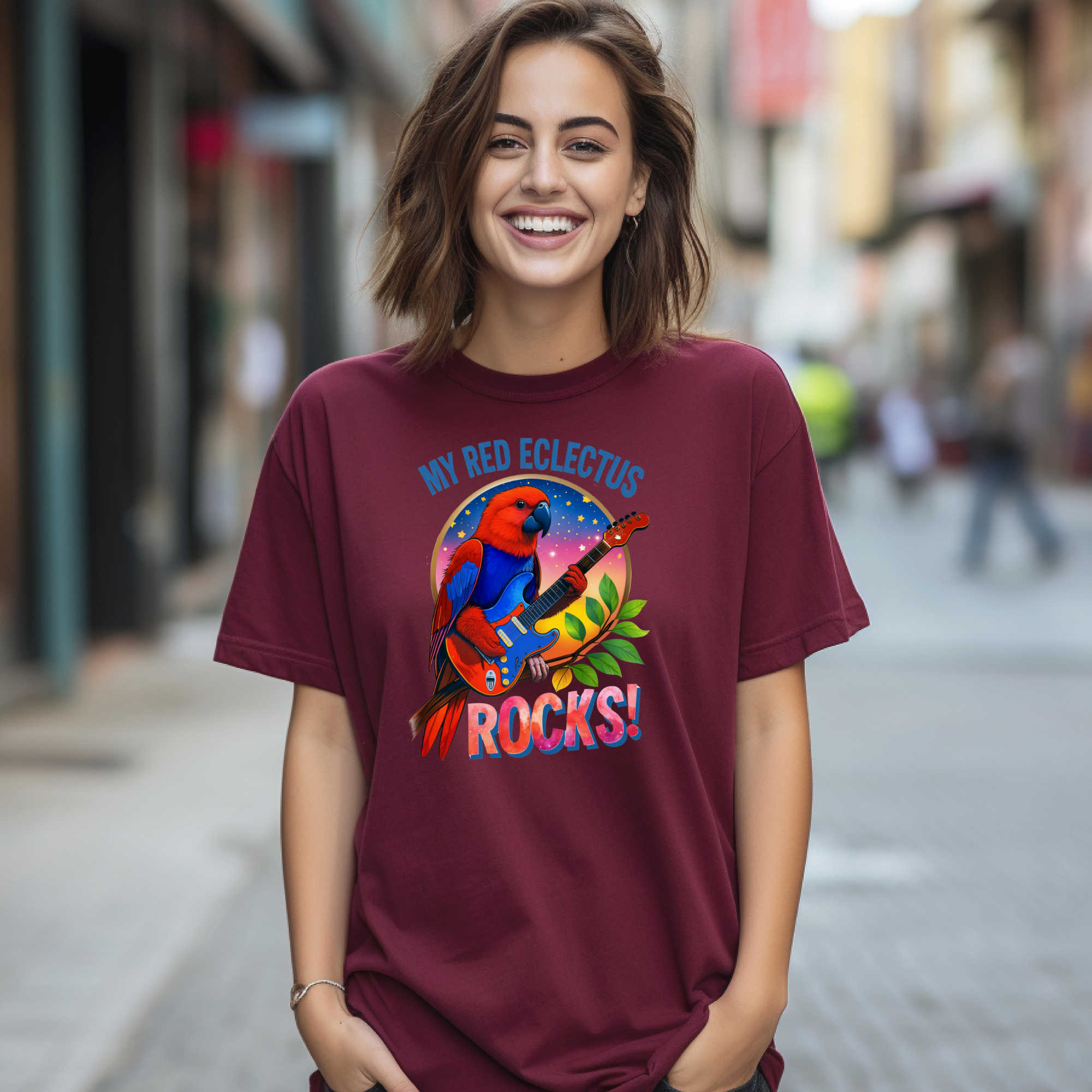 My Red Eclectus Rocks Music T-Shirt