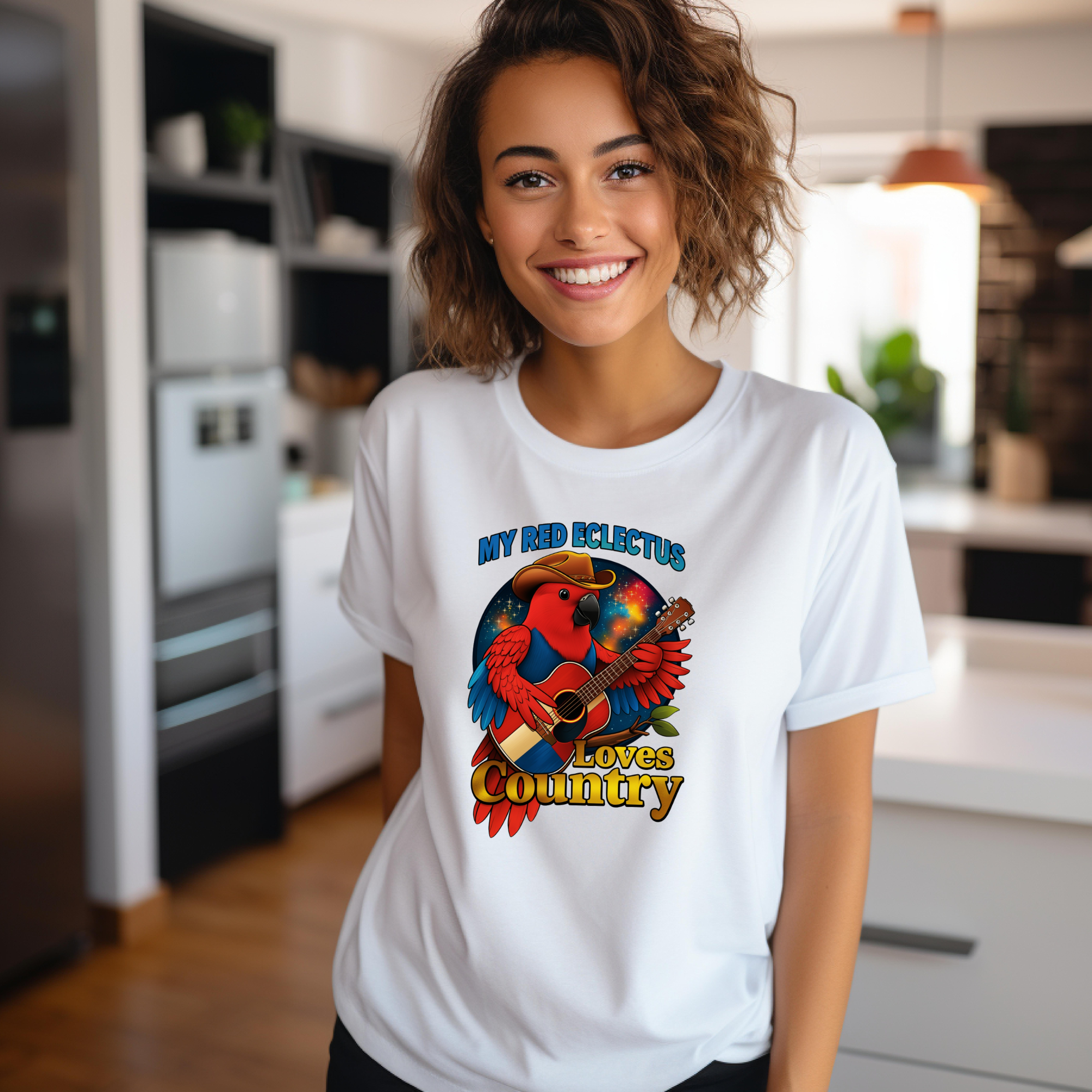 My Red Eclectus Loves Country T-Shirt
