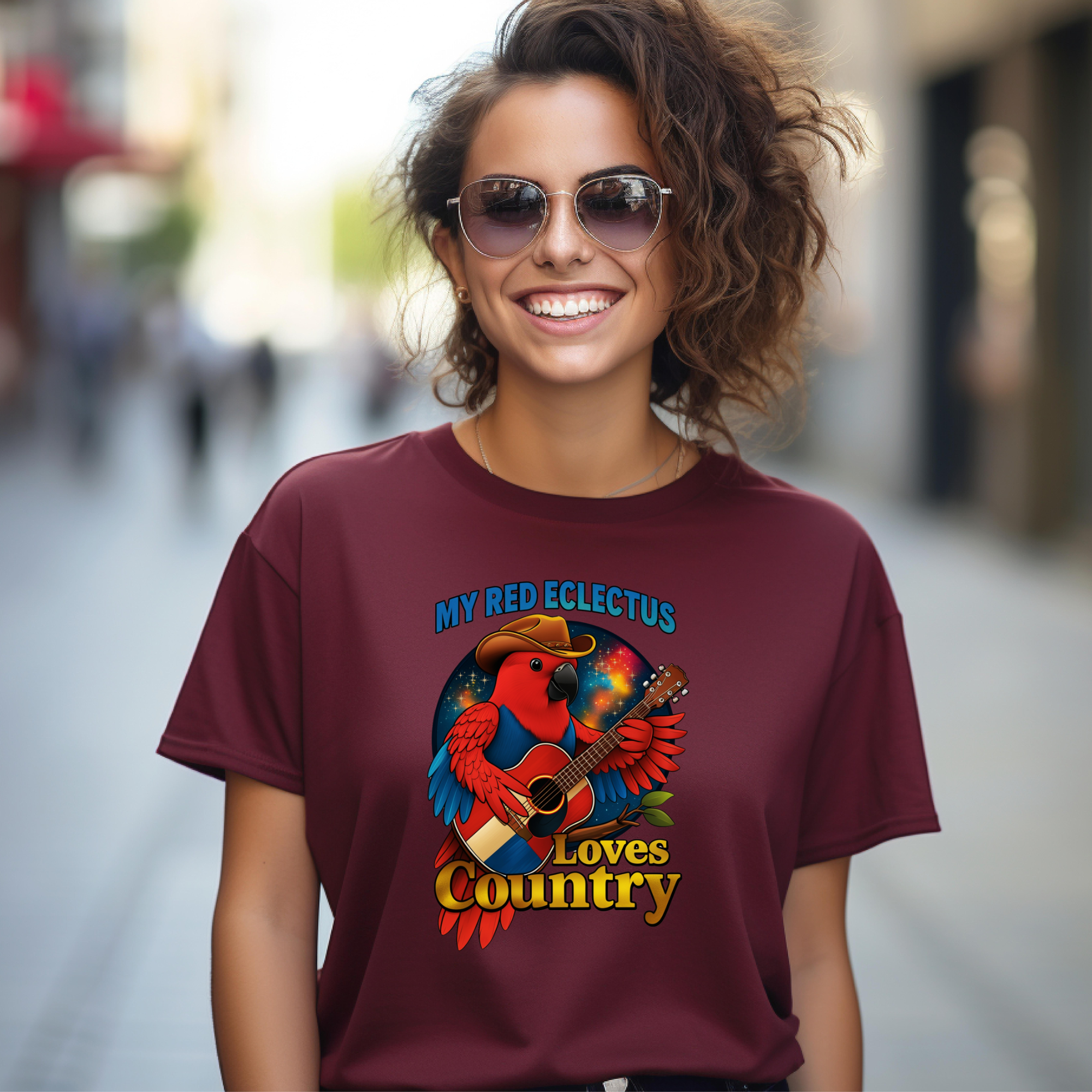 My Red Eclectus Loves Country T-Shirt