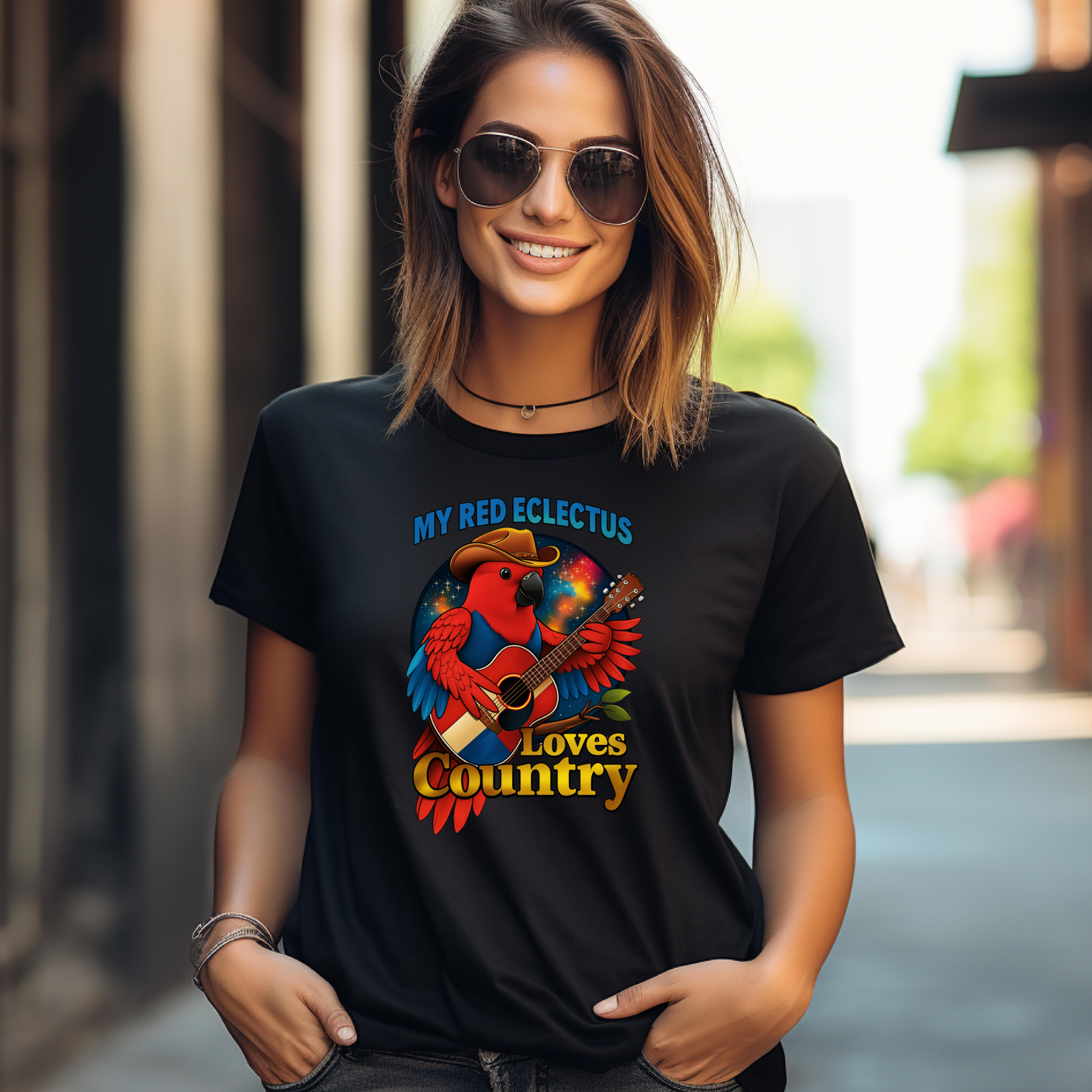 My Red Eclectus Loves Country T-Shirt