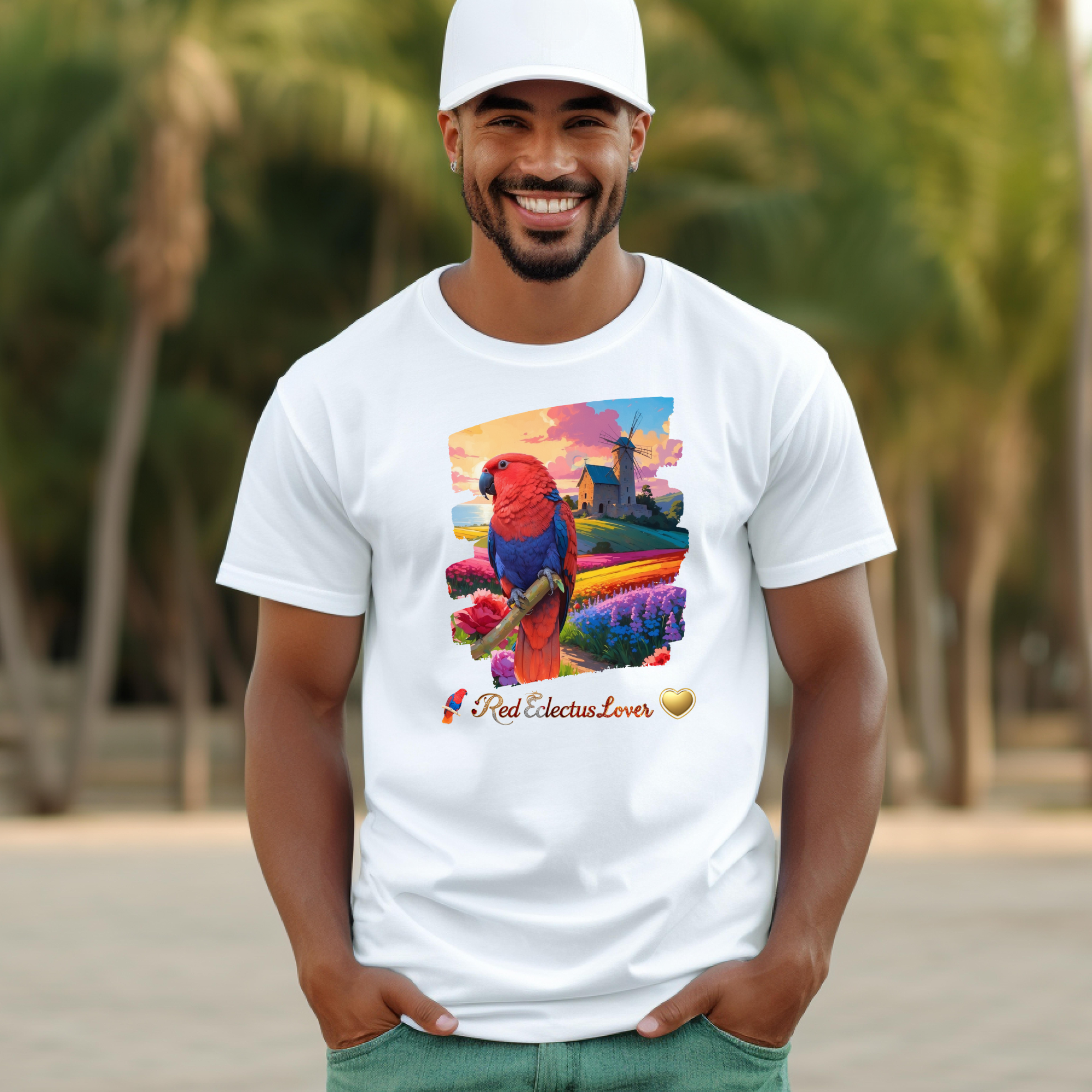 Floral Scenic Red Eclectus Lover T-Shirt