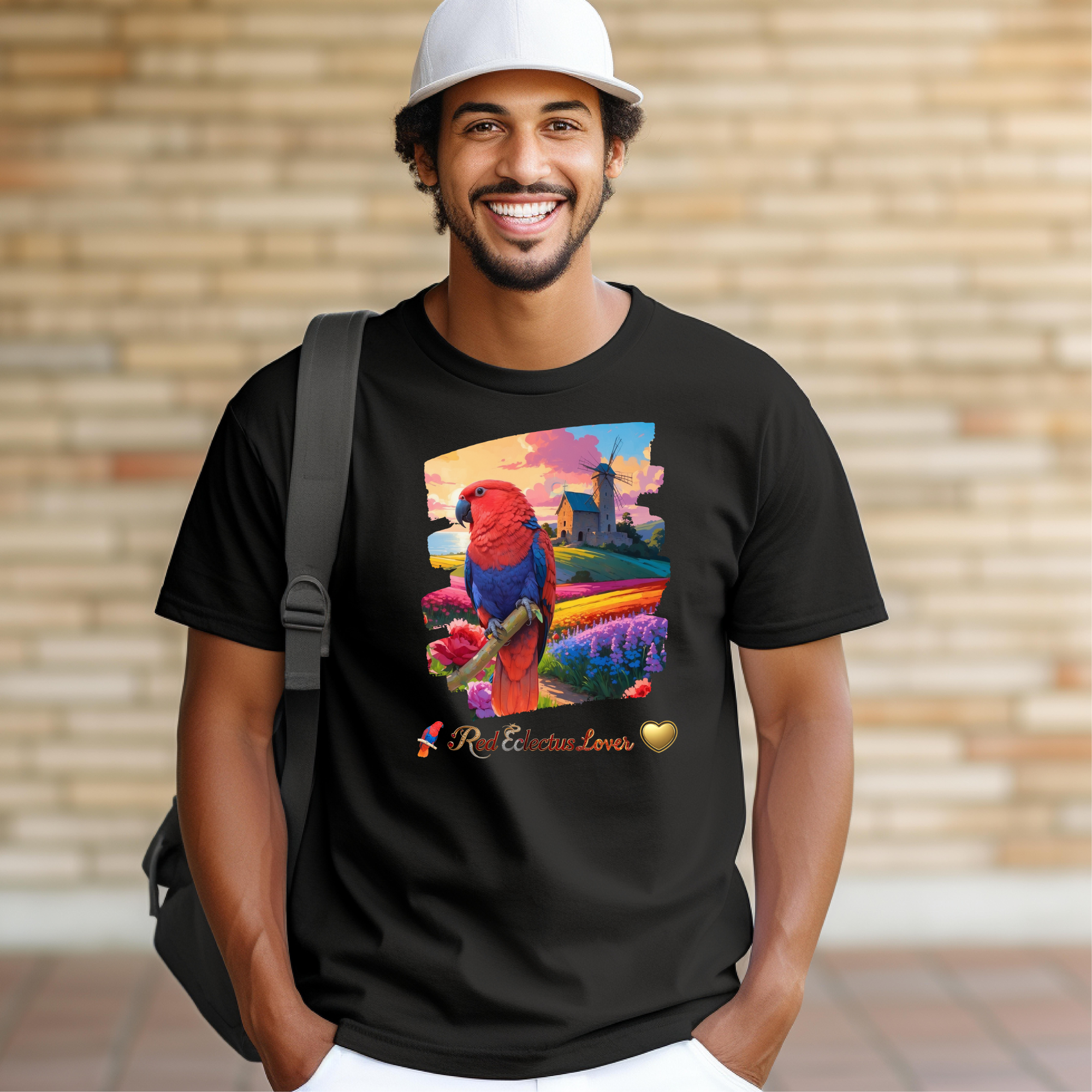 Floral Scenic Red Eclectus Lover T-Shirt