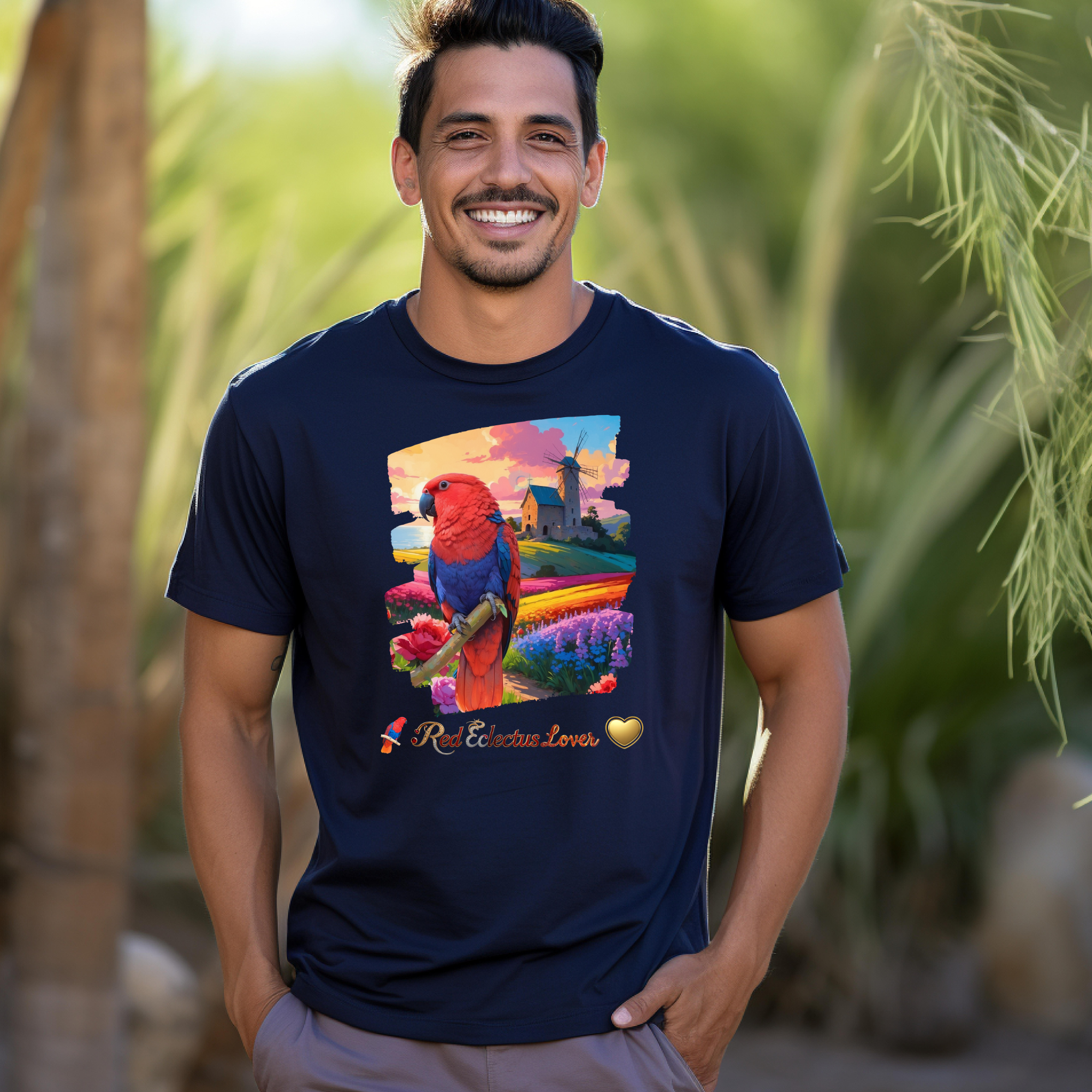 Floral Scenic Red Eclectus Lover T-Shirt