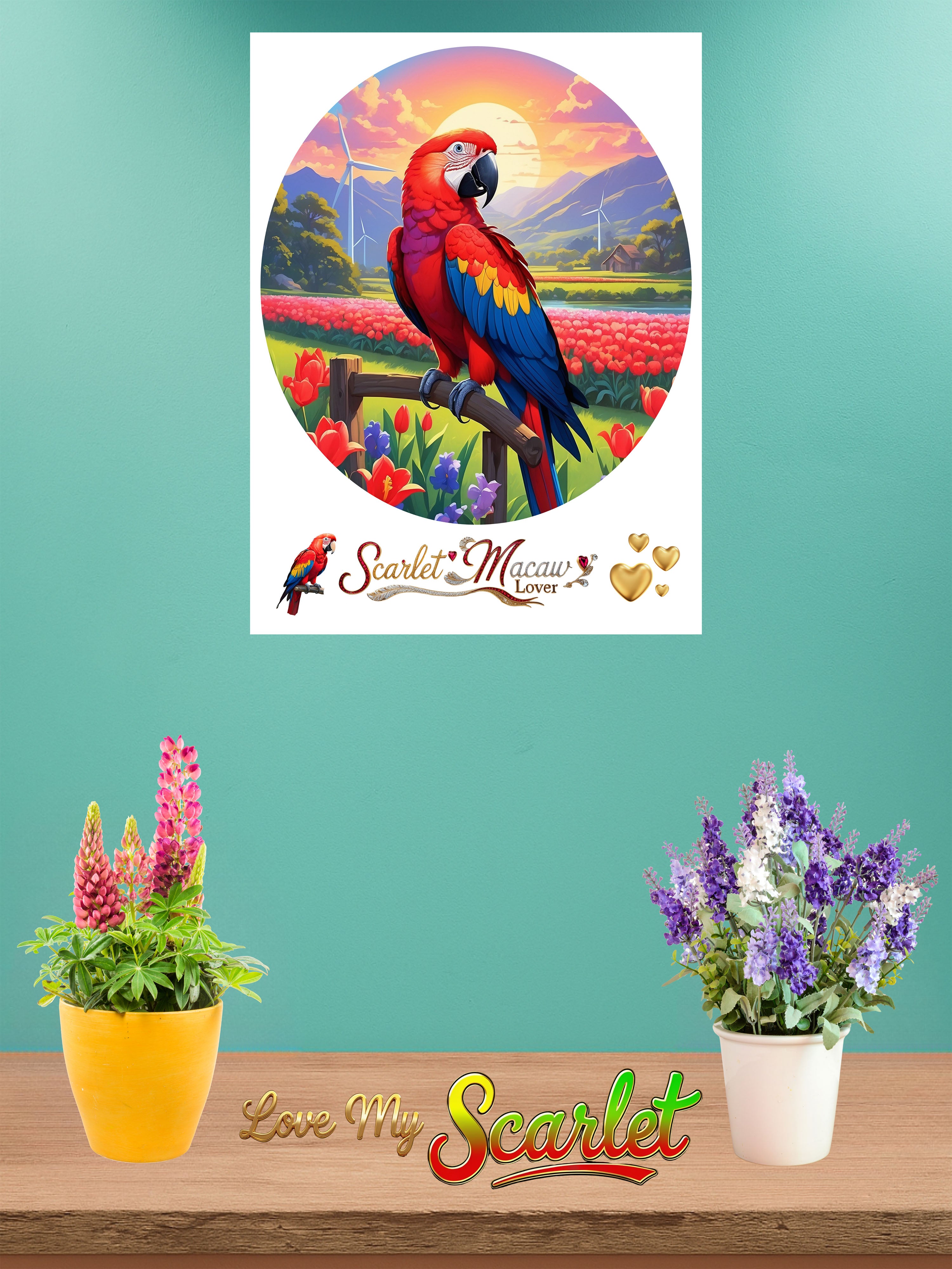 Scarlet Macaw Lover Floral Wall-Hanging
