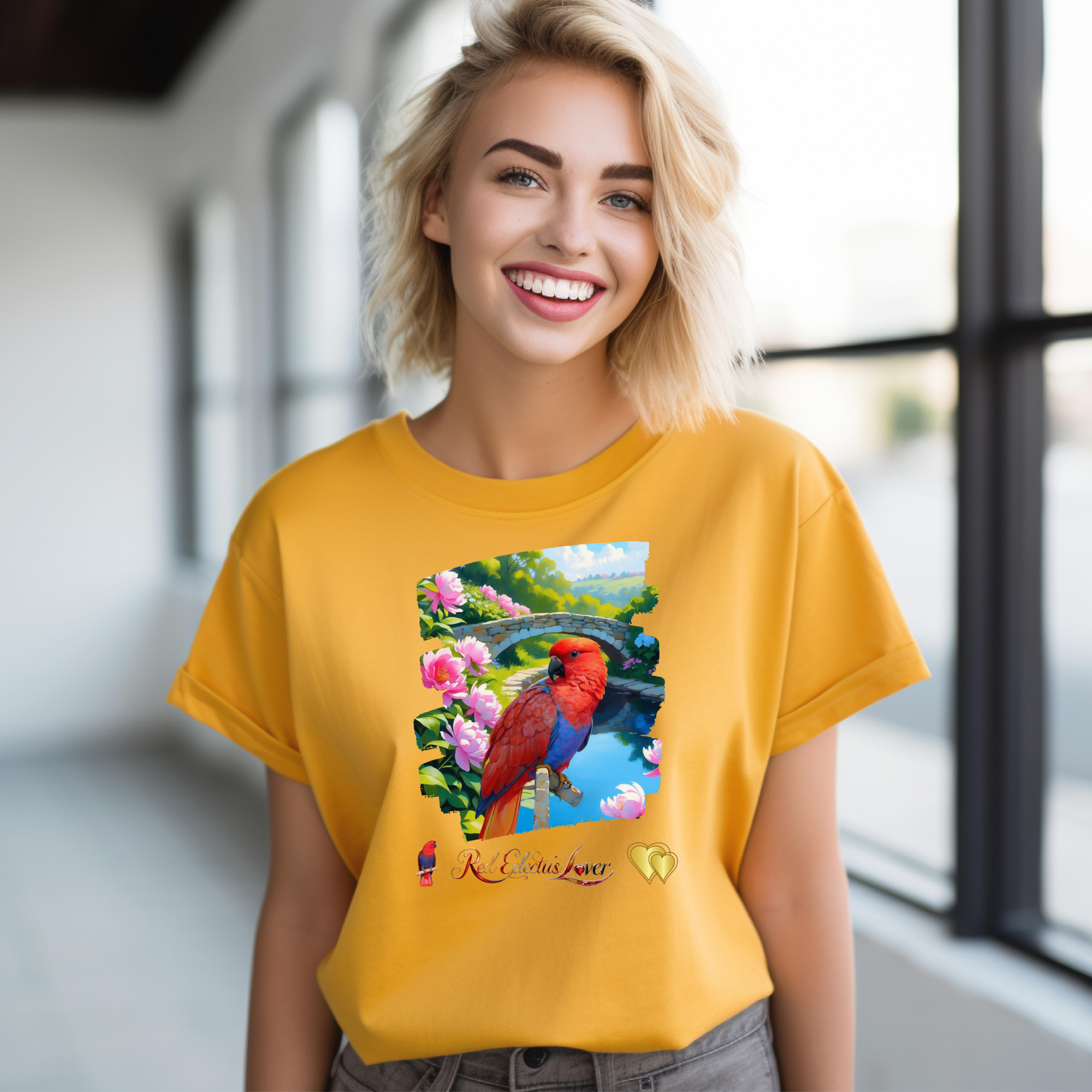 Red Eclectus Lover Bridge T-Shirt