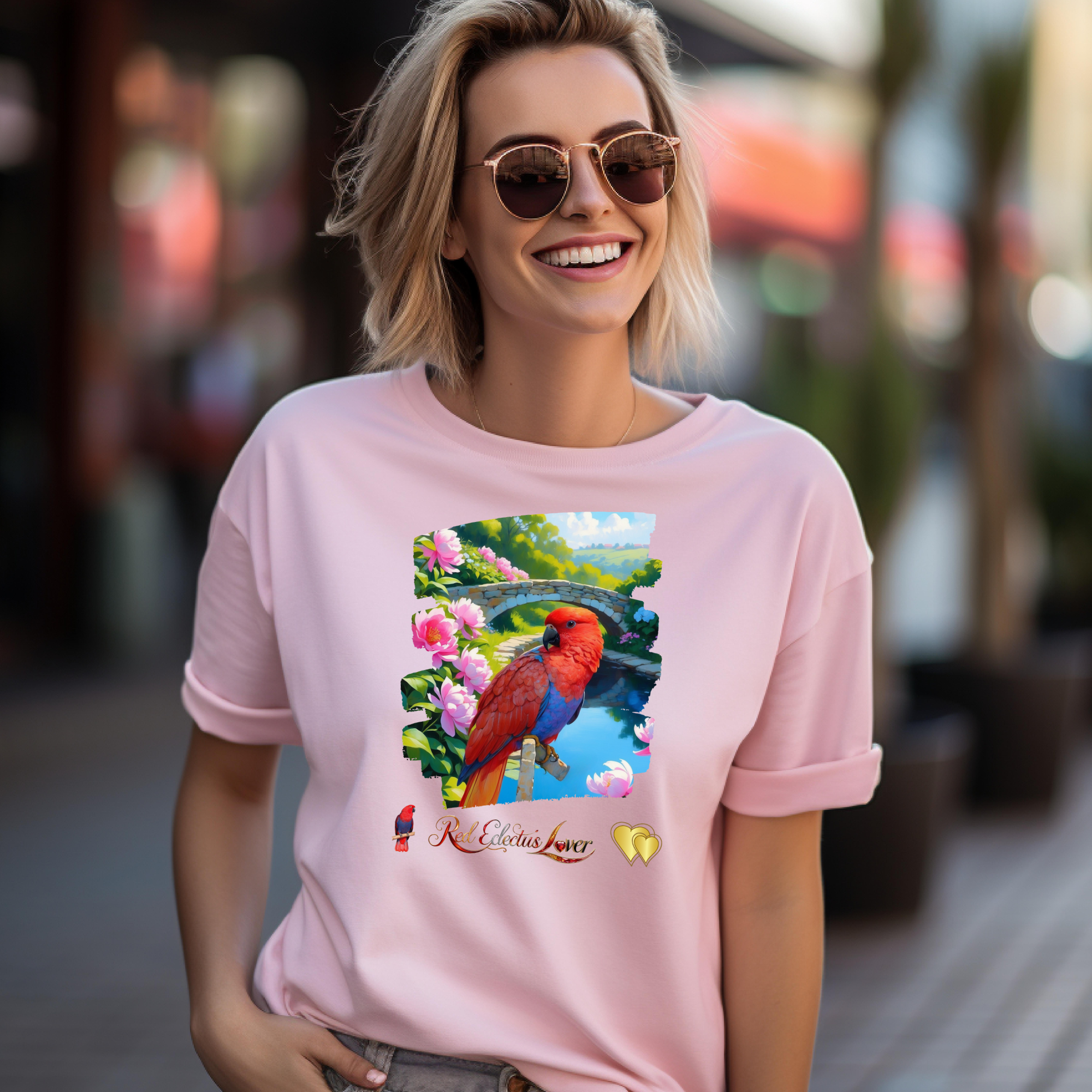 Red Eclectus Lover Bridge T-Shirt