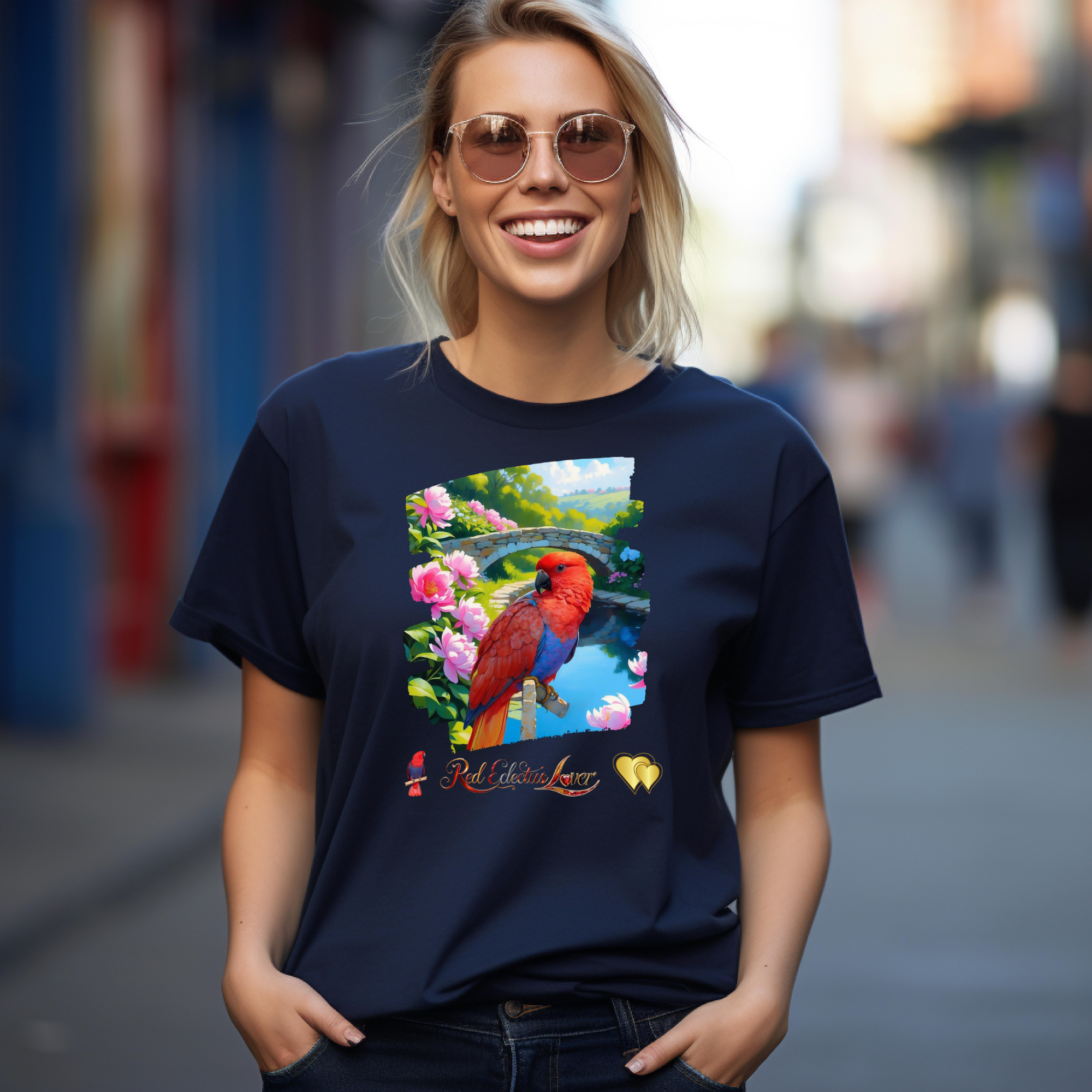 Red Eclectus Lover Bridge T-Shirt