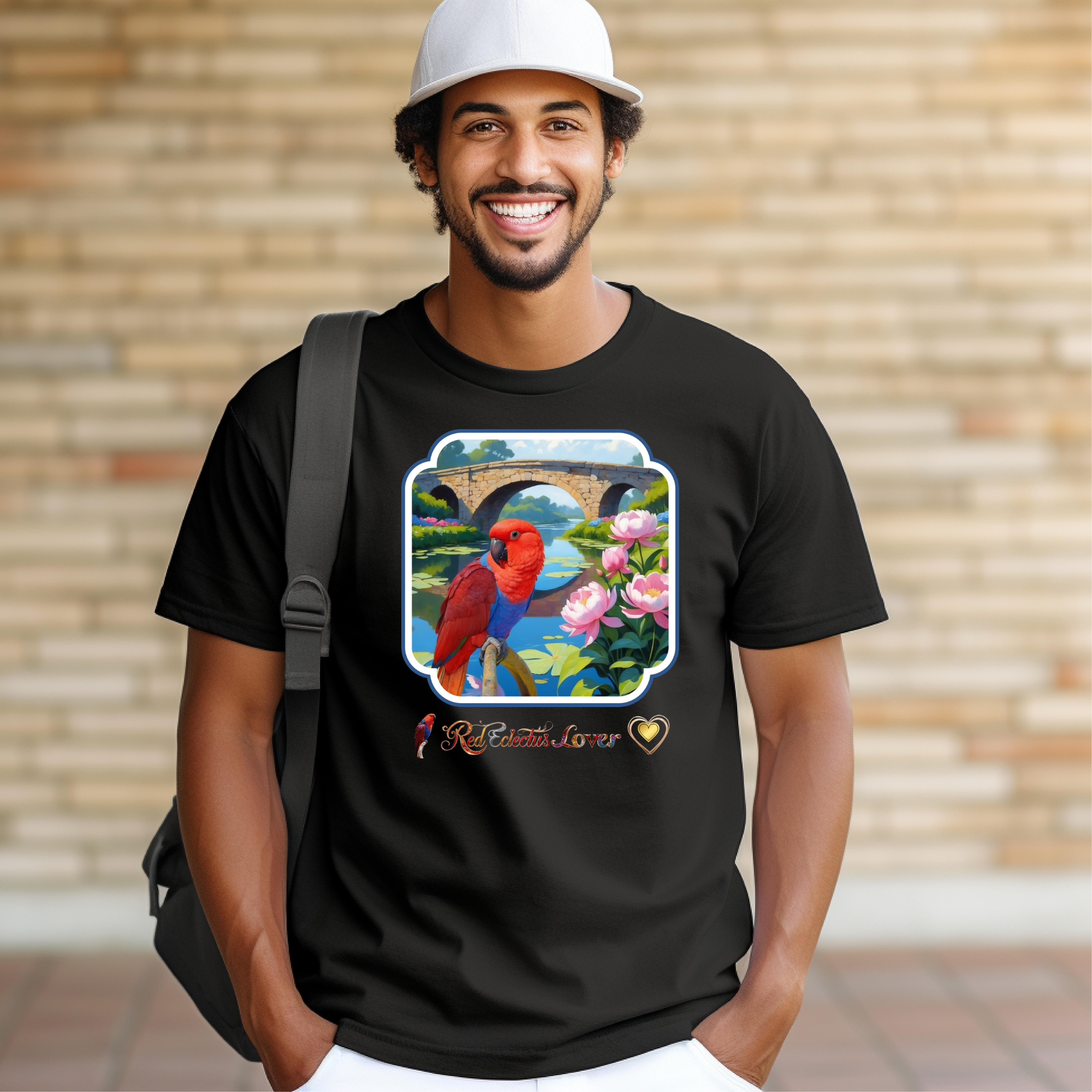 Red Eclectus Lover Bridge Scenic T-Shirt