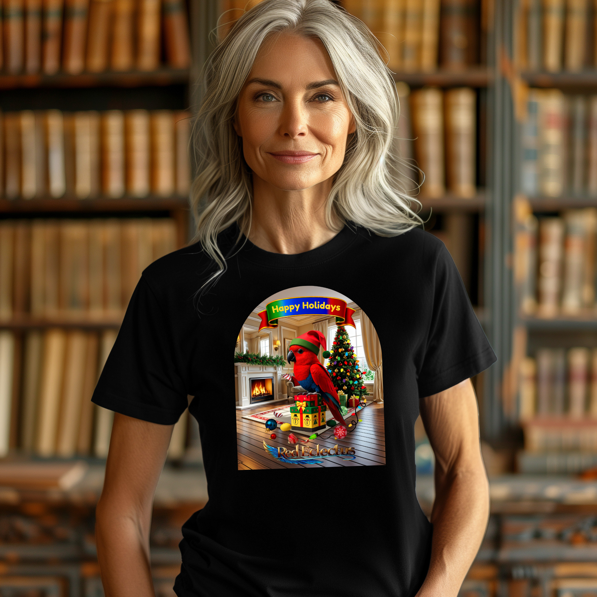 Festive Happy Holidays Red Eclectus T-Shirt