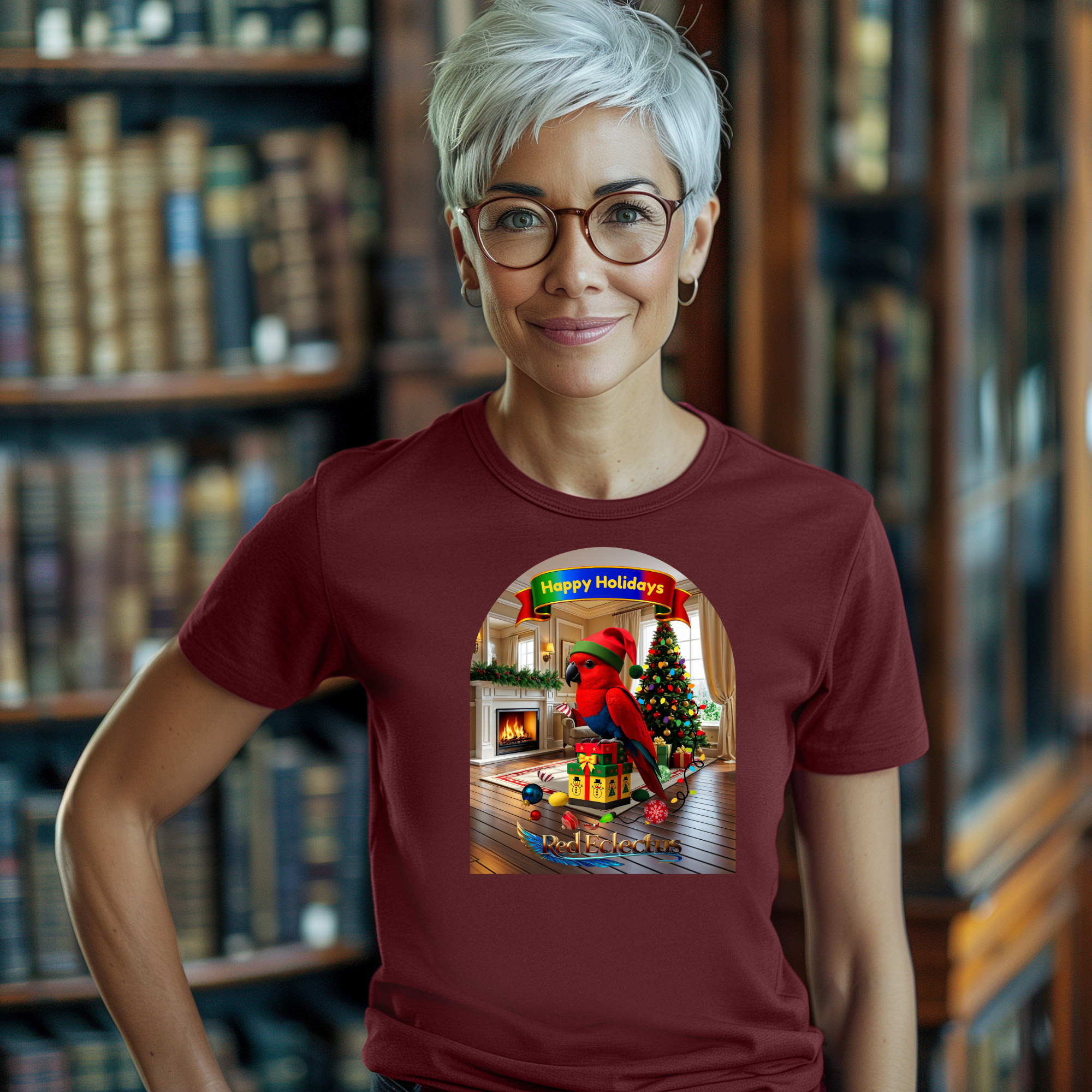 Festive Happy Holidays Red Eclectus T-Shirt