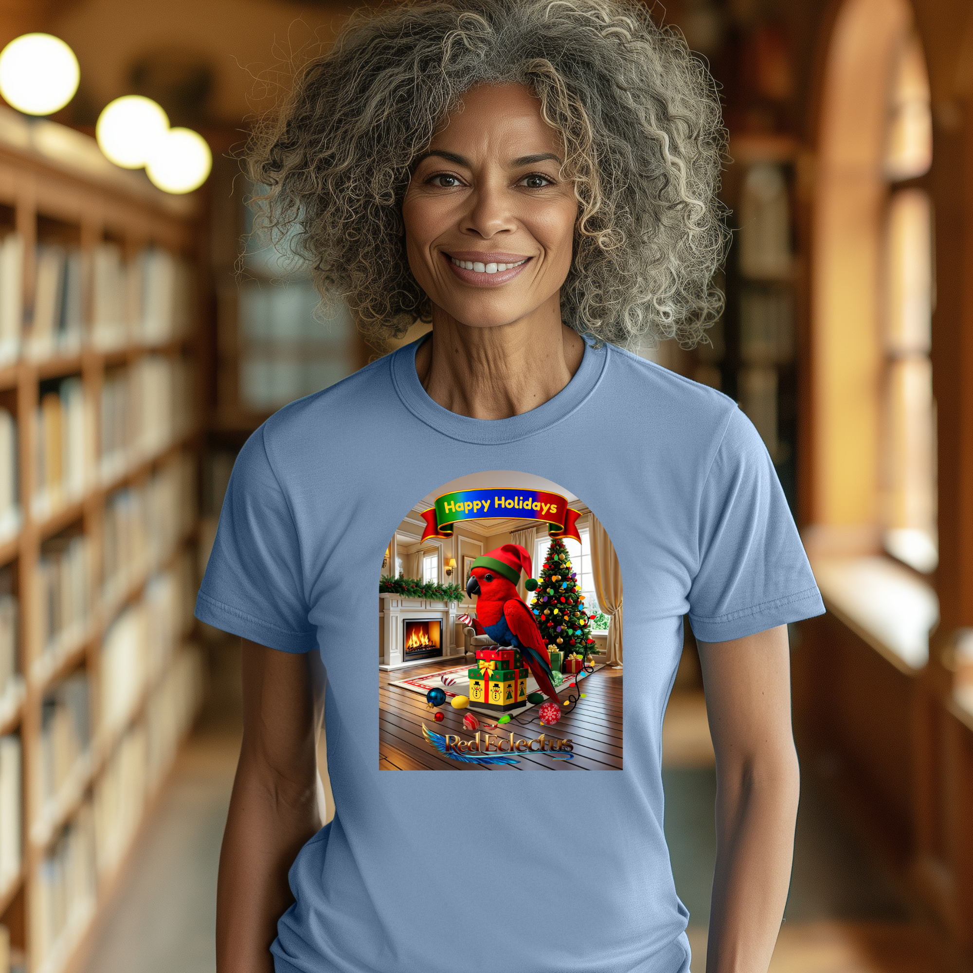 Festive Happy Holidays Red Eclectus T-Shirt