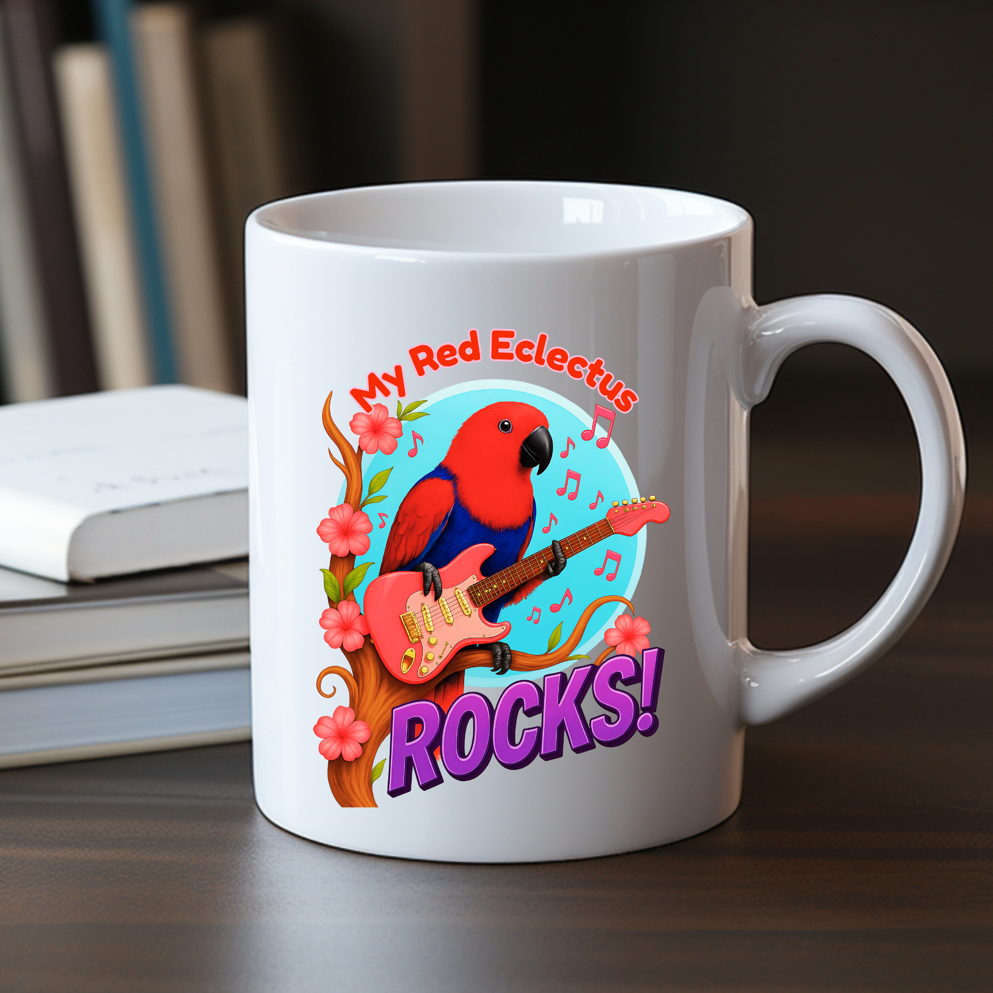 My Red Eclectus Rocks Music Mug