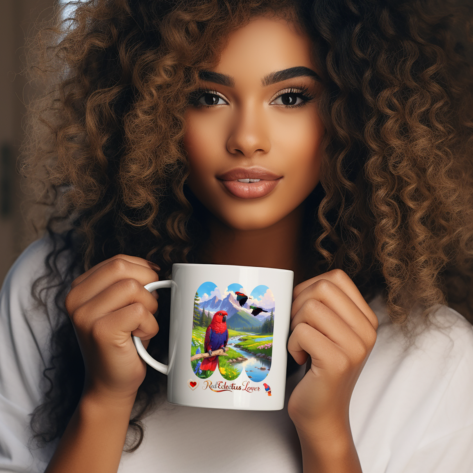 Red Eclectus Lover Lake Scenic Mug