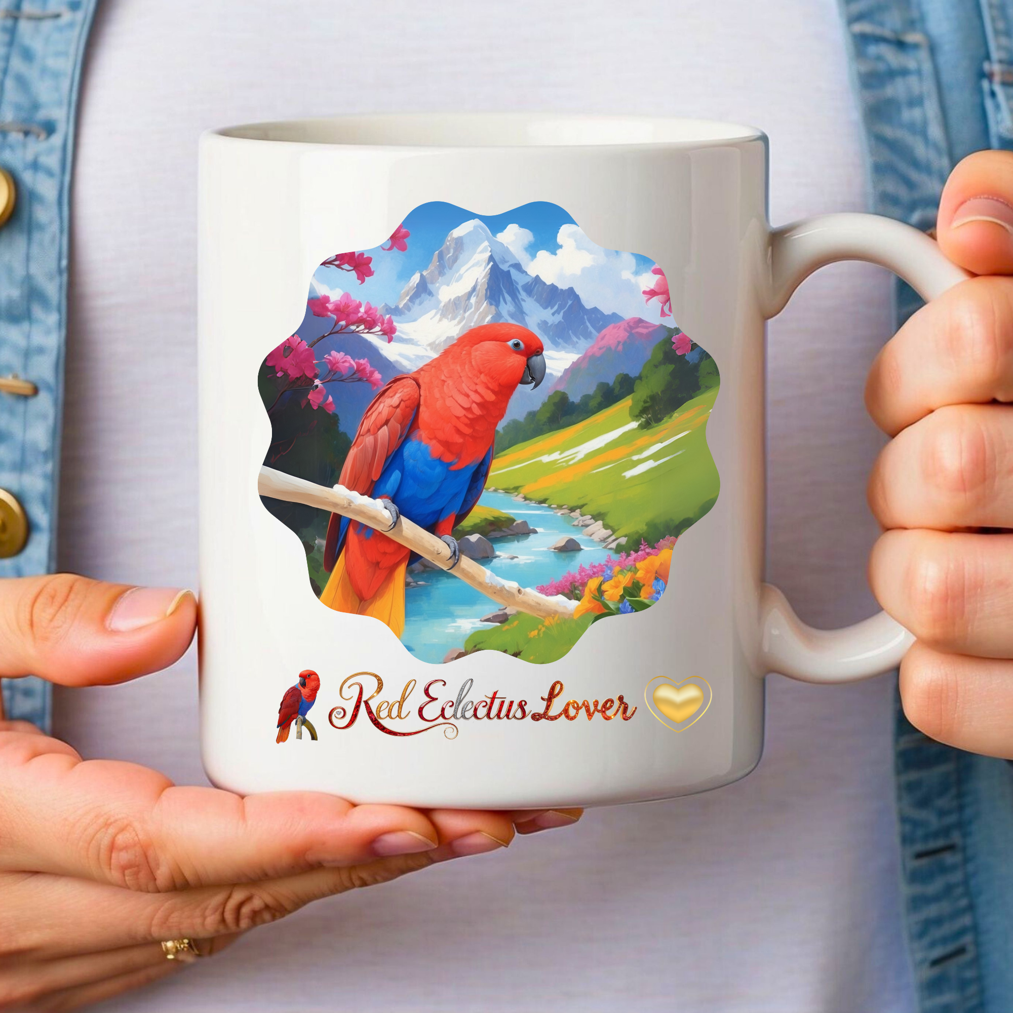 Red Eclectus Lover Lake Scenic Mug