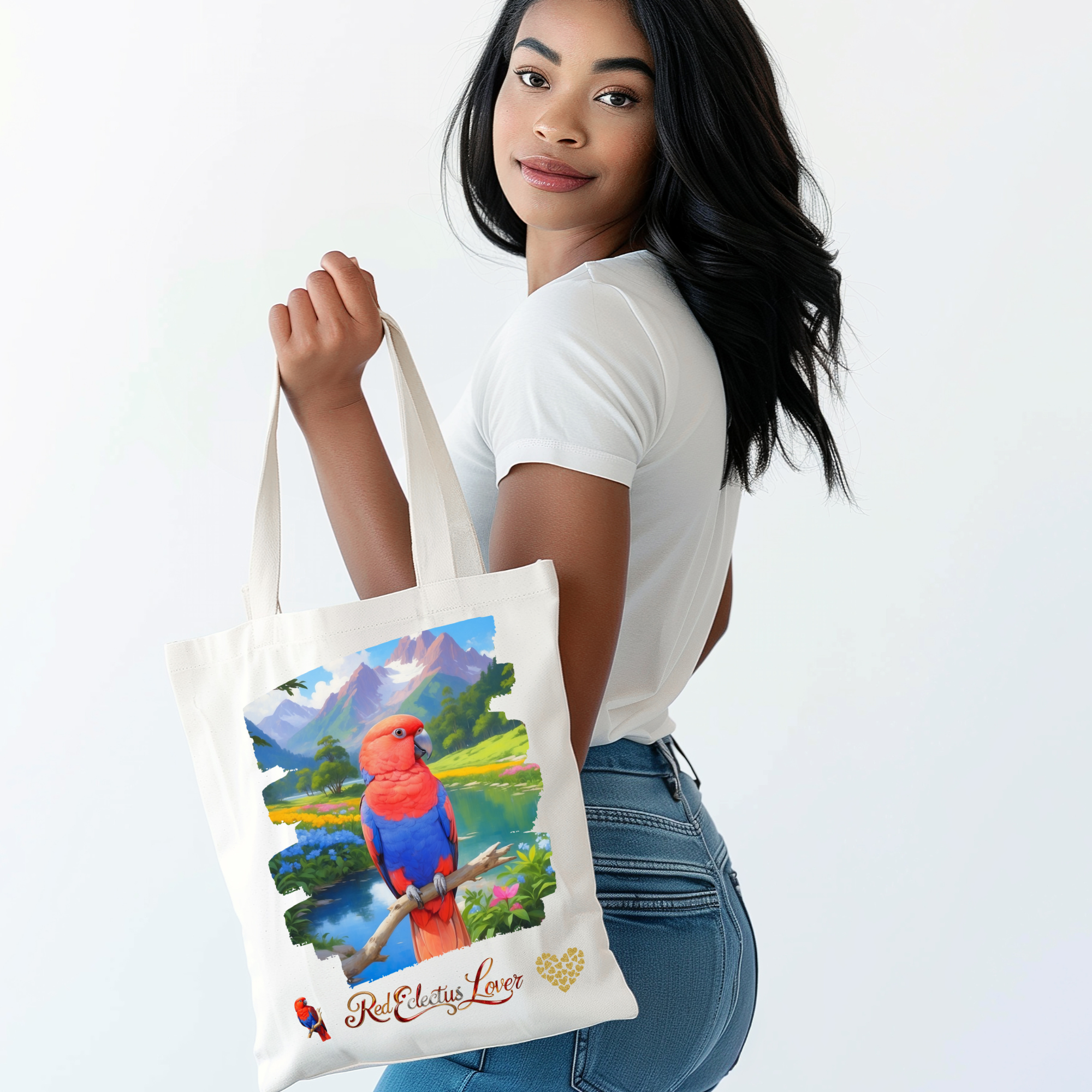 Red Eclectus Tote Bag
