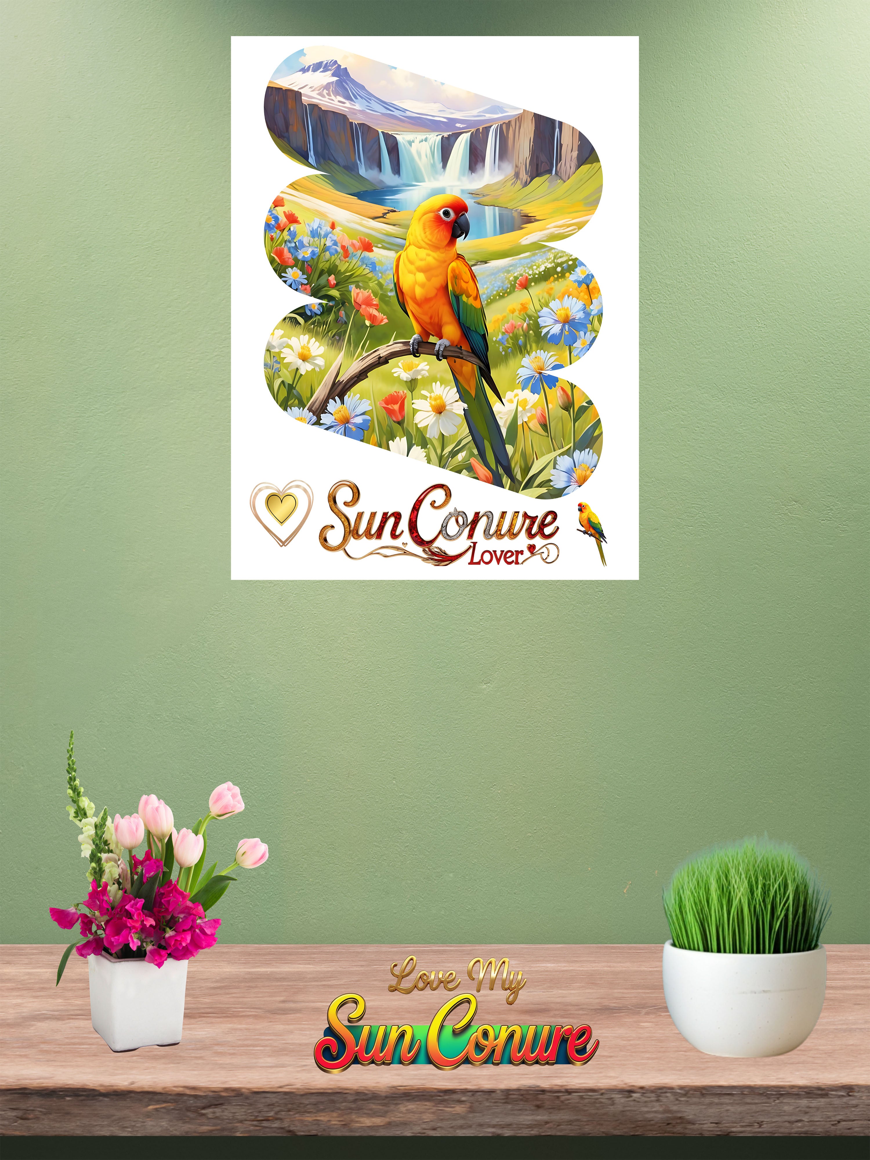 Sun Conure Lover Floral Wall-Hanging