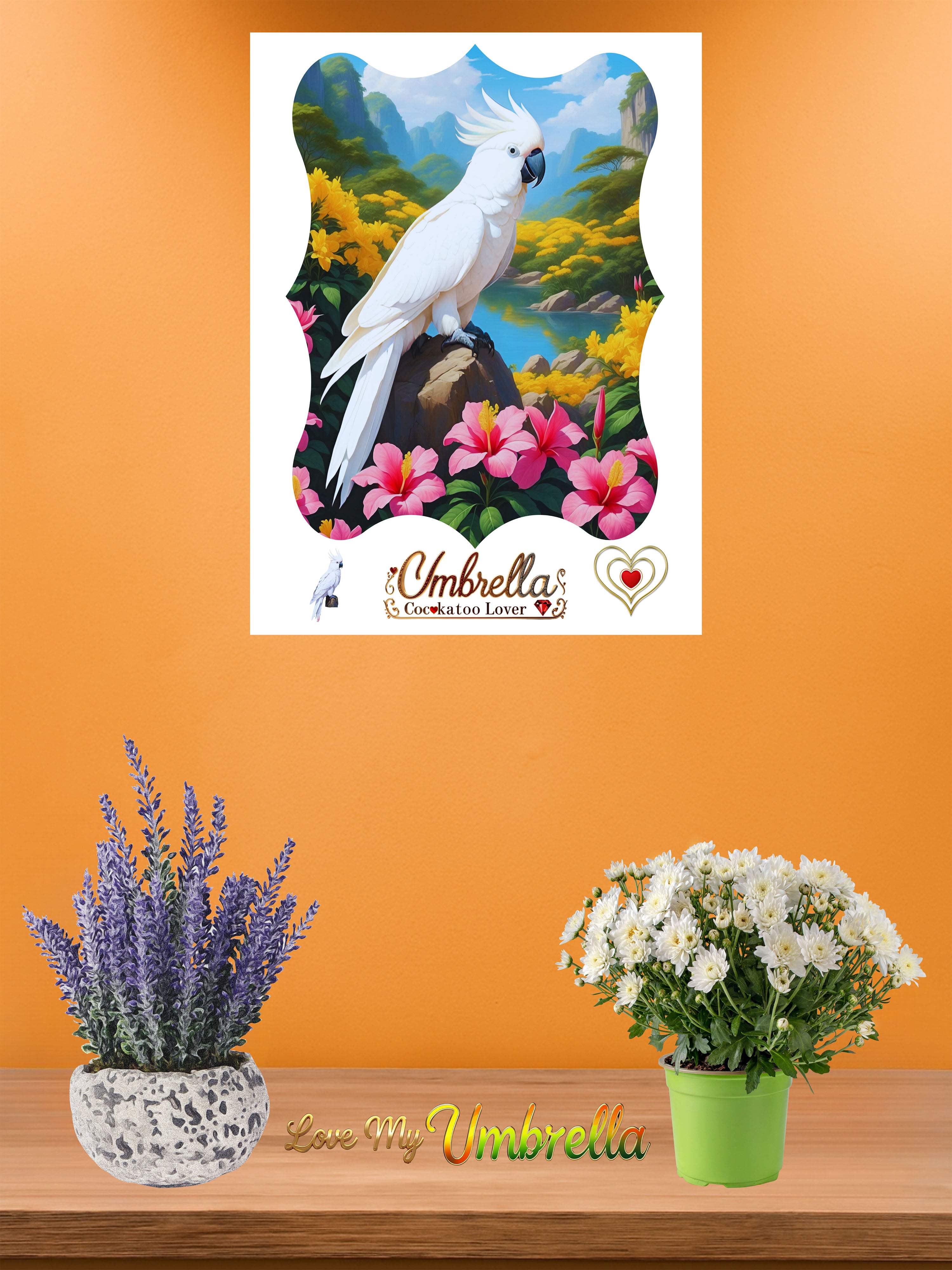 Umbrella Cockatoo Lover Hibiscus Wall-Hanging