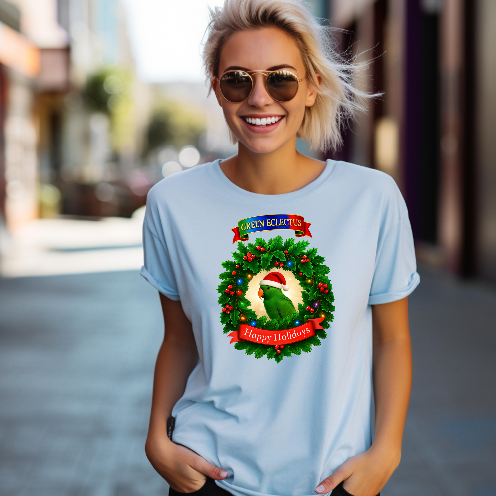 Happy Holidays Green Eclectus T-Shirt
