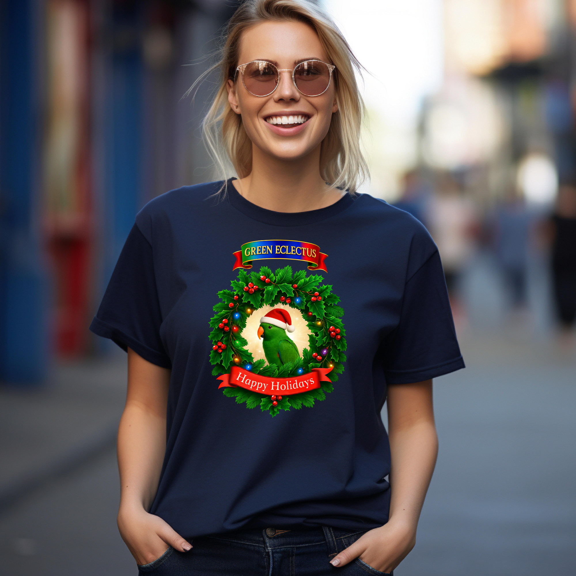 Happy Holidays Green Eclectus T-Shirt