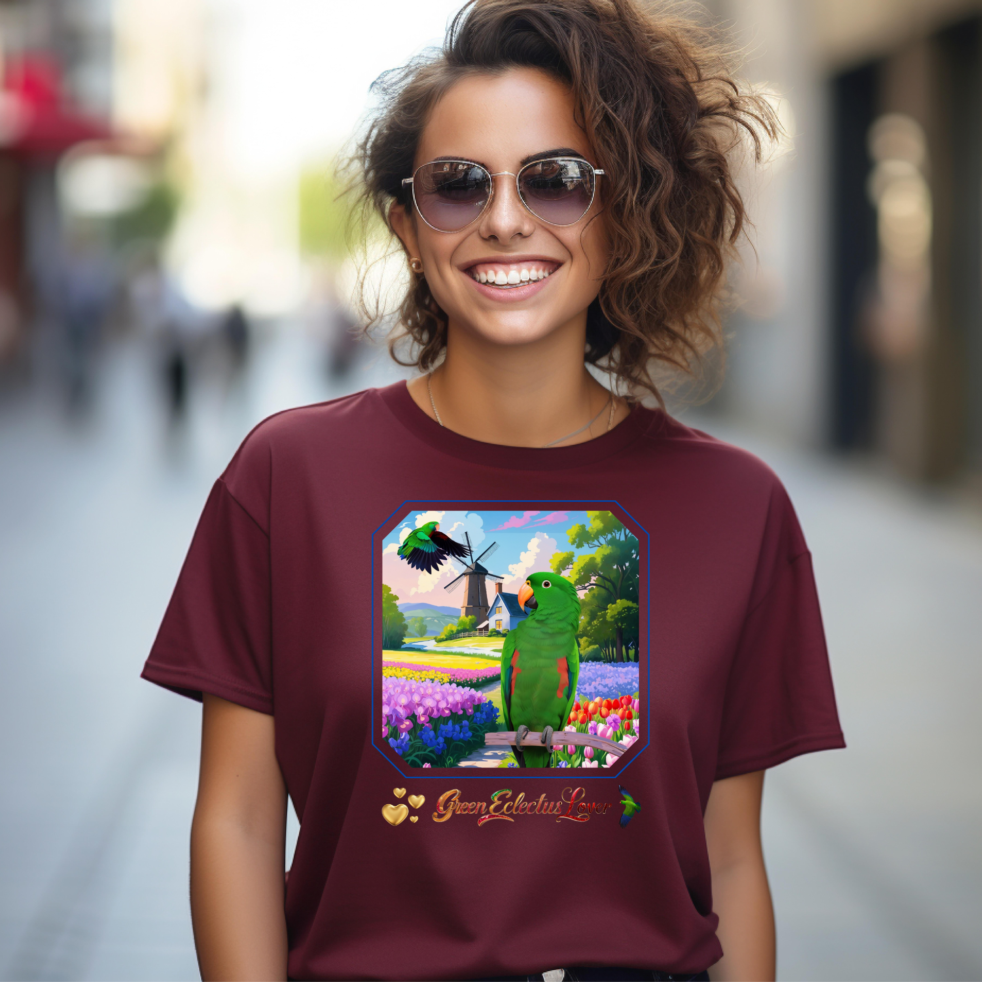 Green Eclectus Lover Nature Scenic T-Shirt