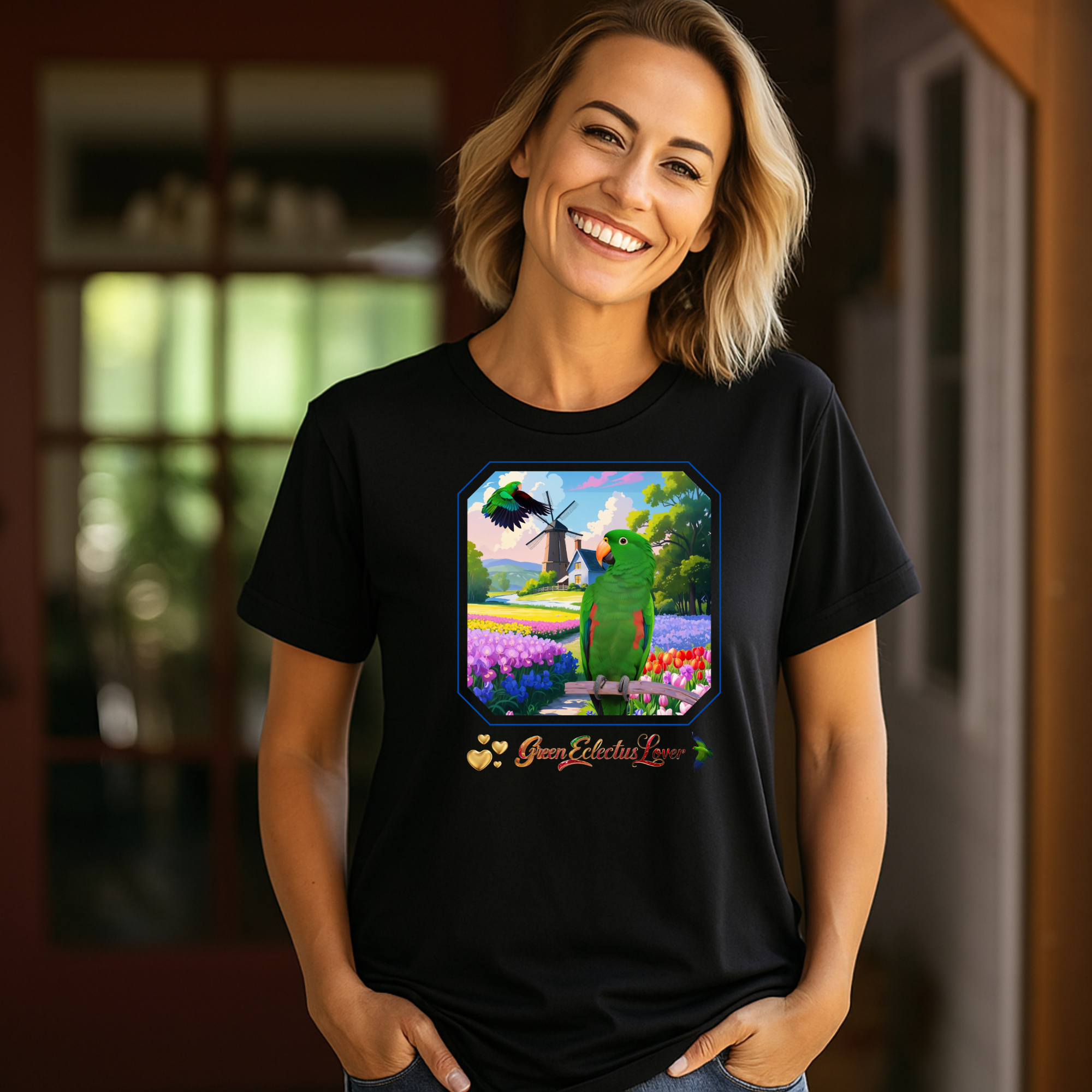 Green Eclectus Lover Nature Scenic T-Shirt