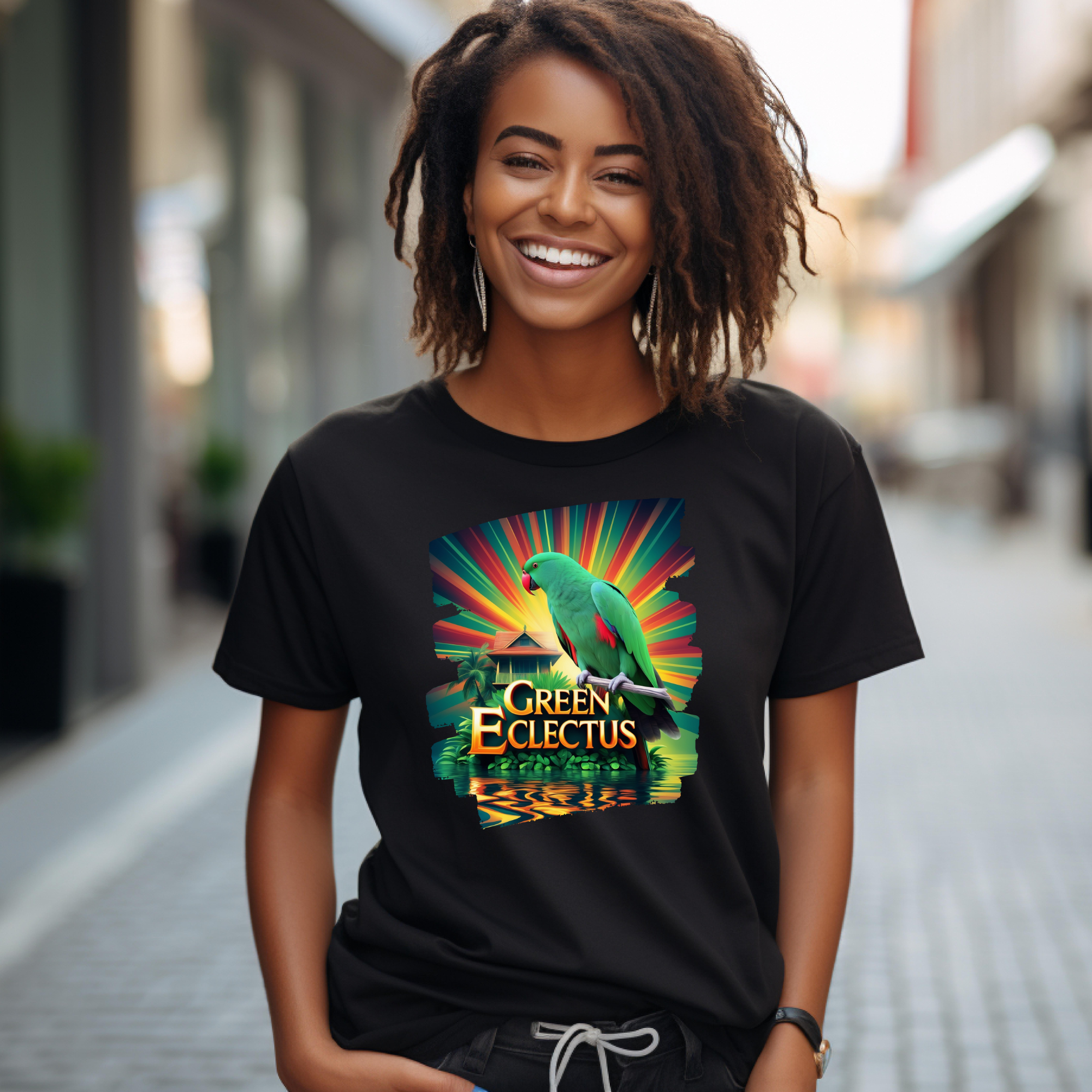 Green Eclectus Sunburst T-Shirt