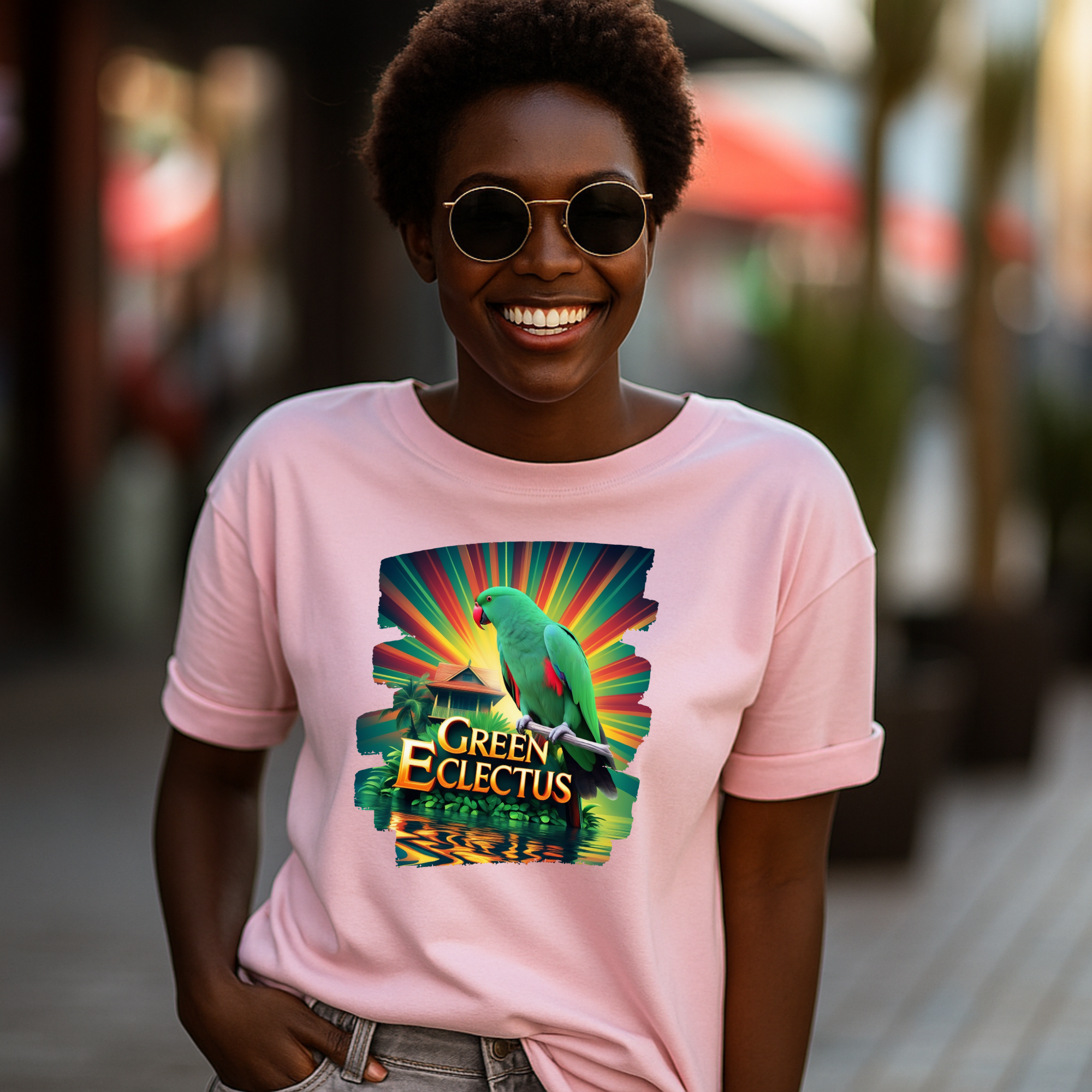 Green Eclectus Sunburst T-Shirt