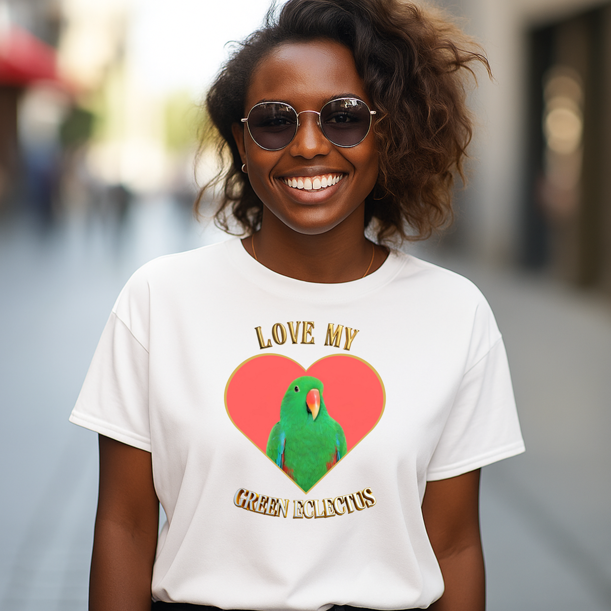 Love My Green Eclectus Heart T-Shirt
