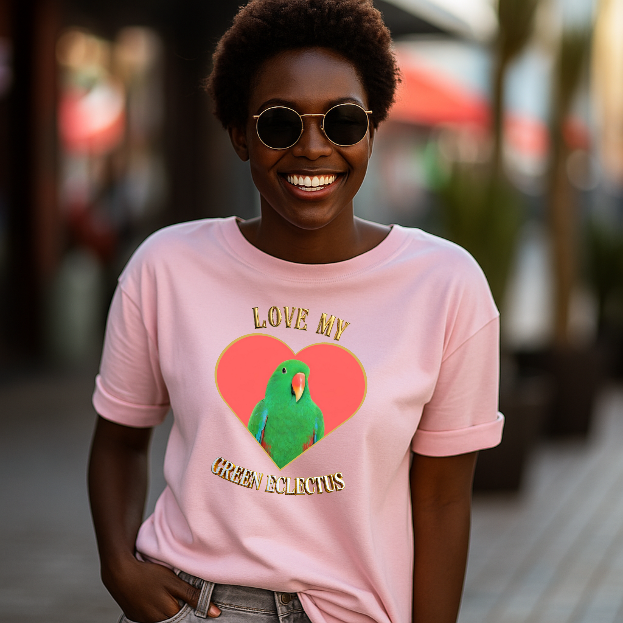 Love My Green Eclectus Heart T-Shirt