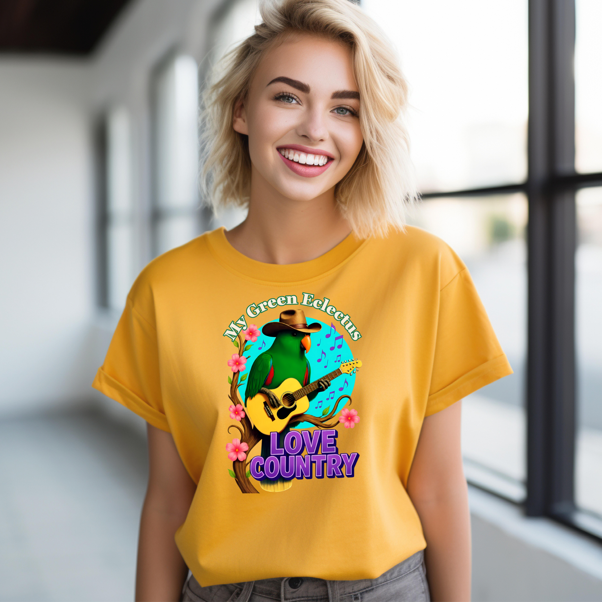 Green Eclectus Loves Country T-Shirt