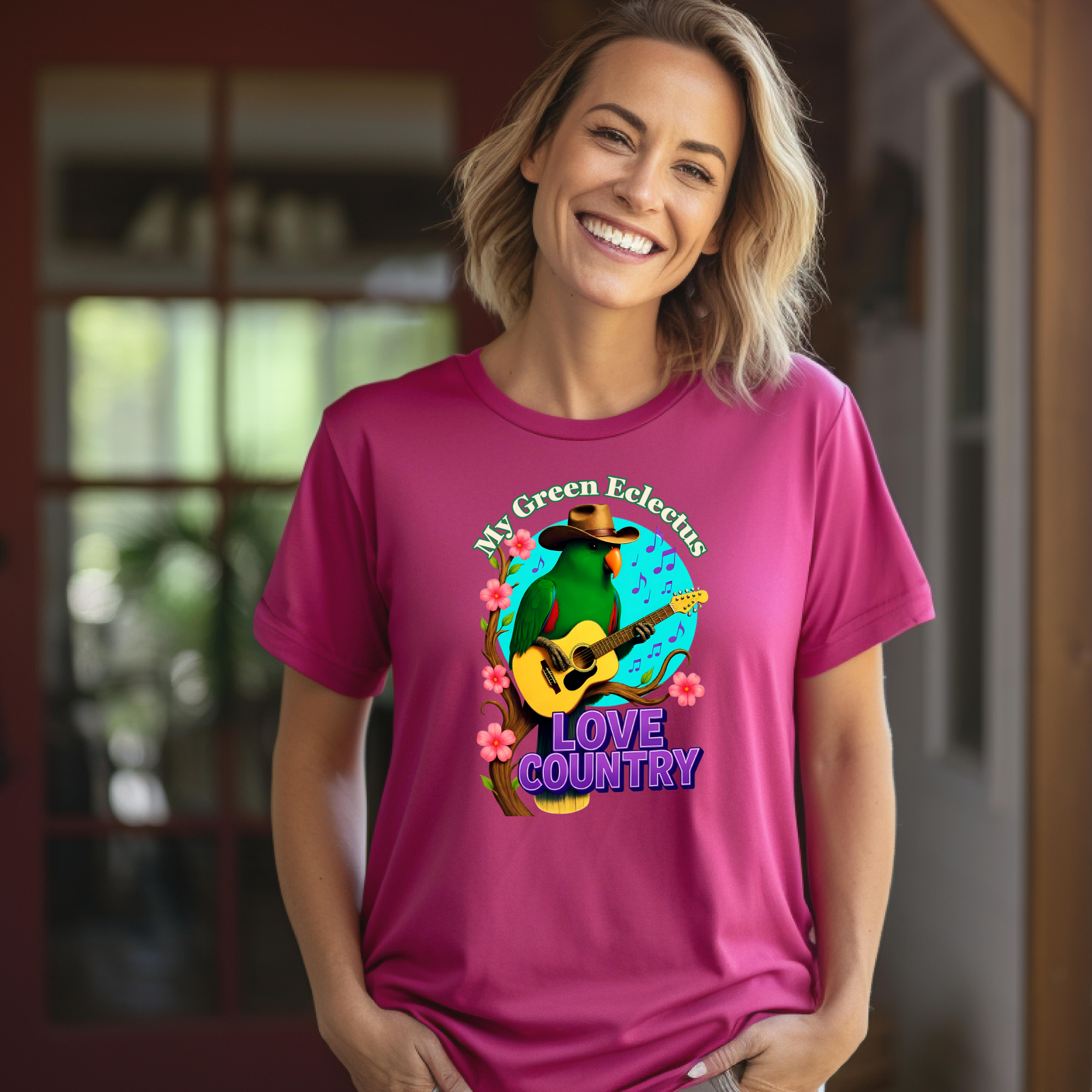 Green Eclectus Loves Country T-Shirt