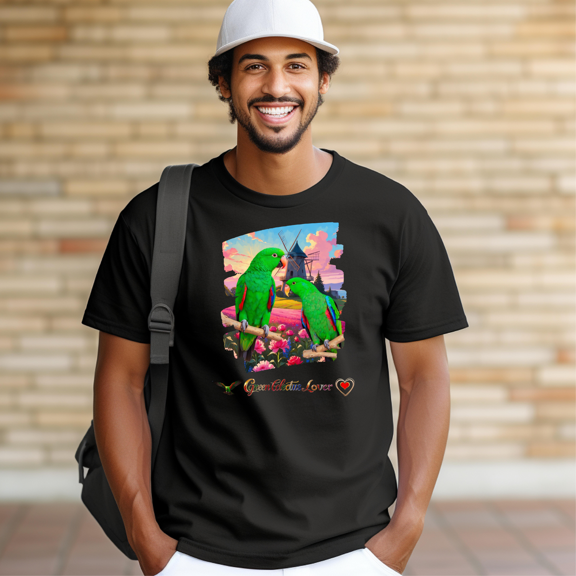 Green Eclectus Lover Floral T-Shirt