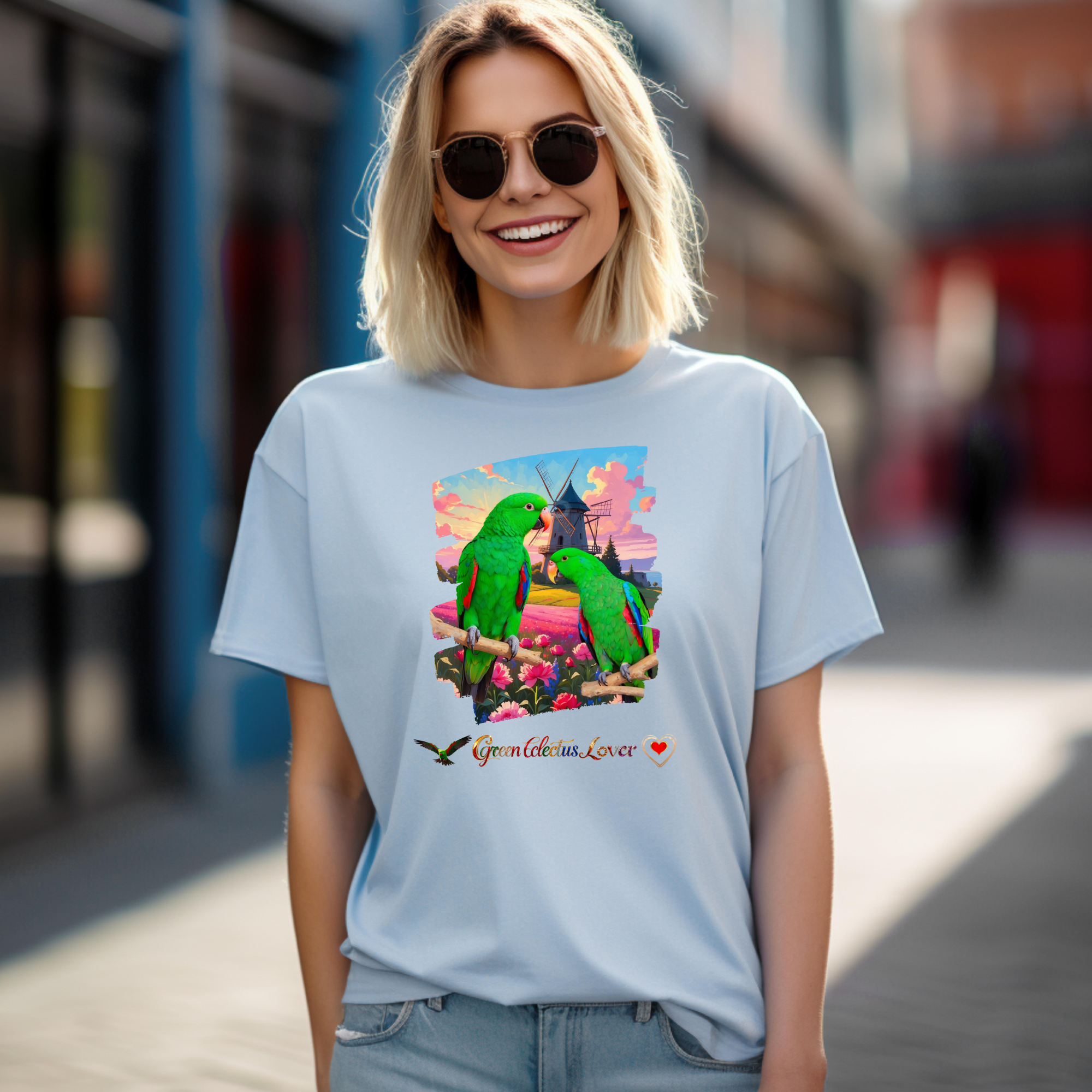 Green Eclectus Lover Floral T-Shirt