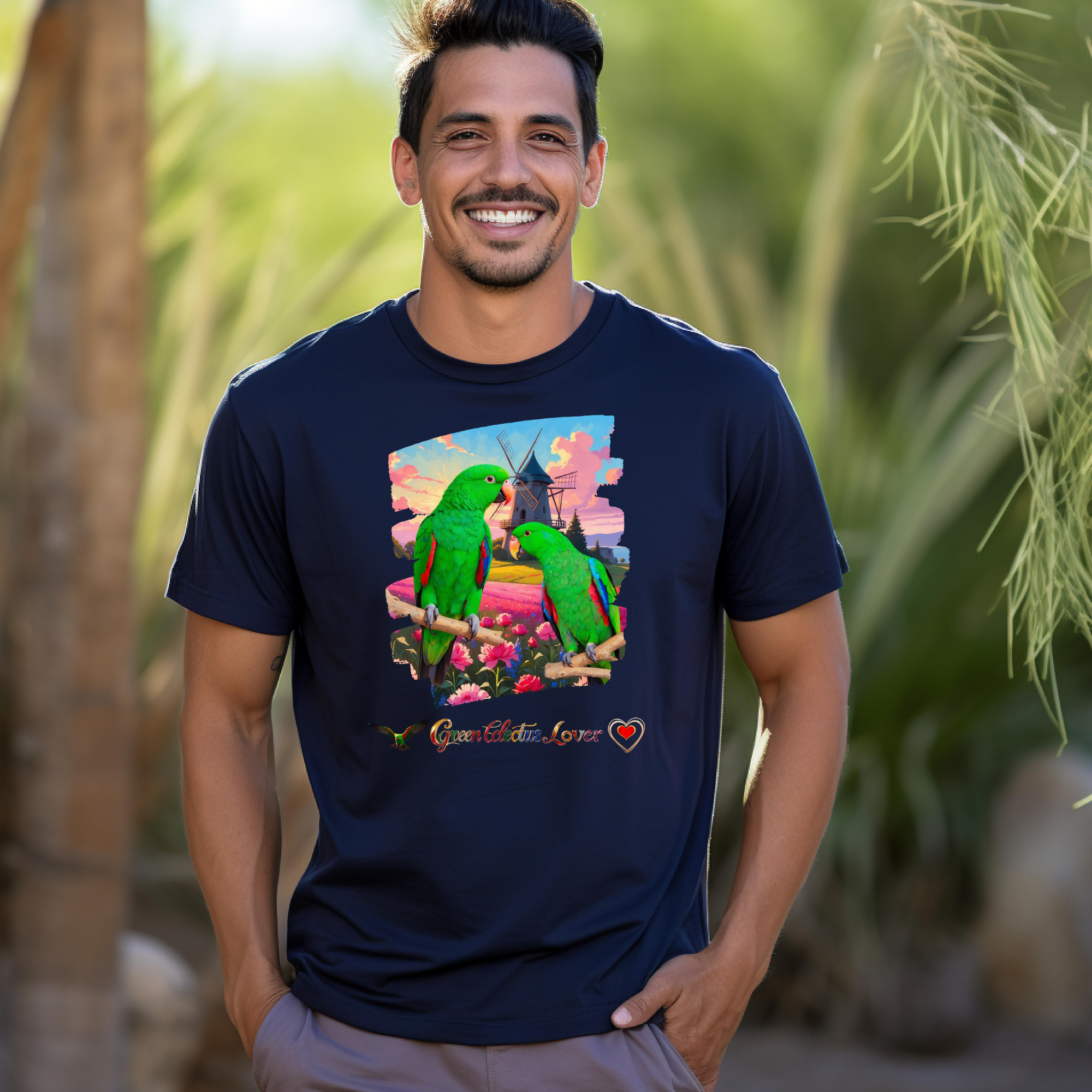 Green Eclectus Lover Floral T-Shirt