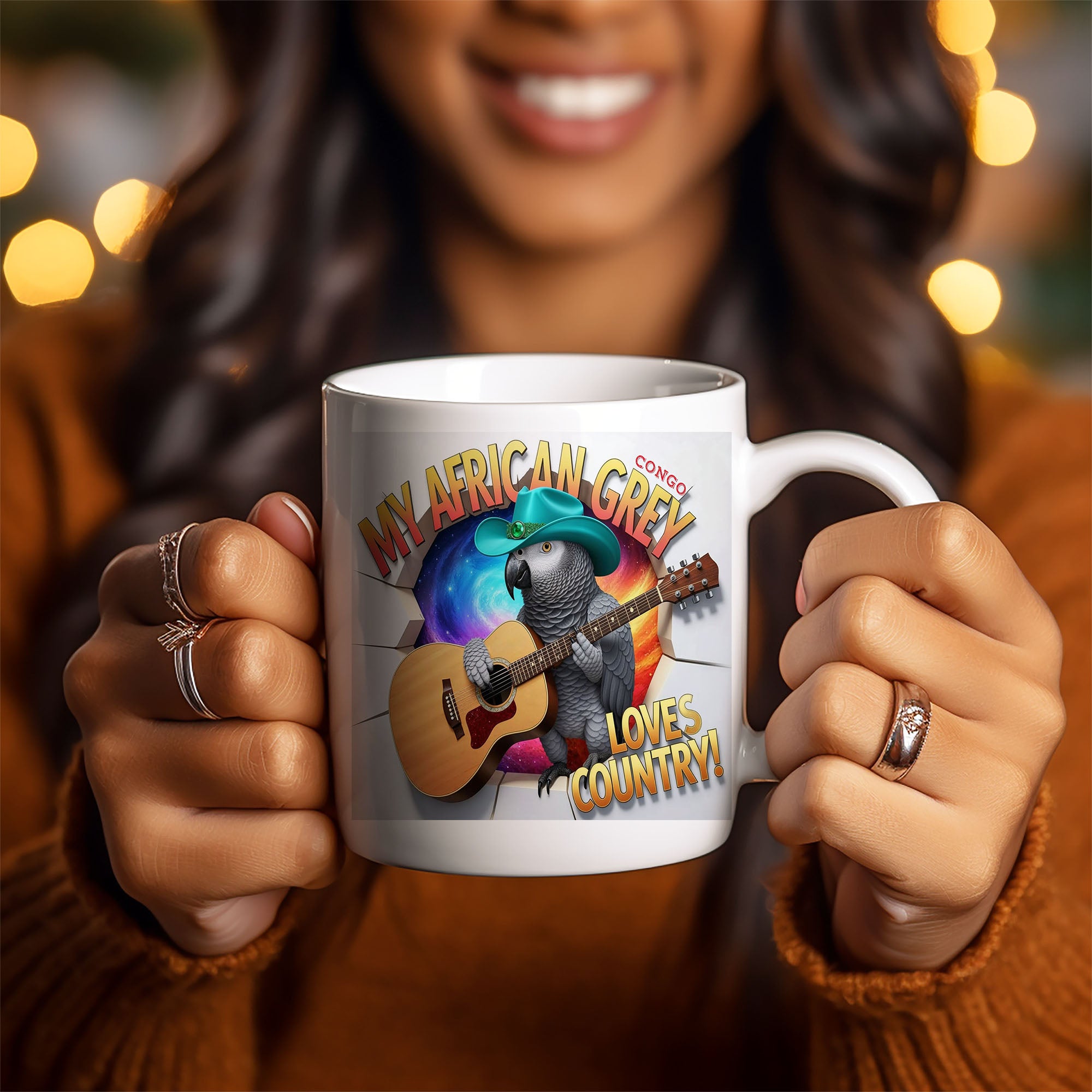 African Grey Congo Loves Country Mug