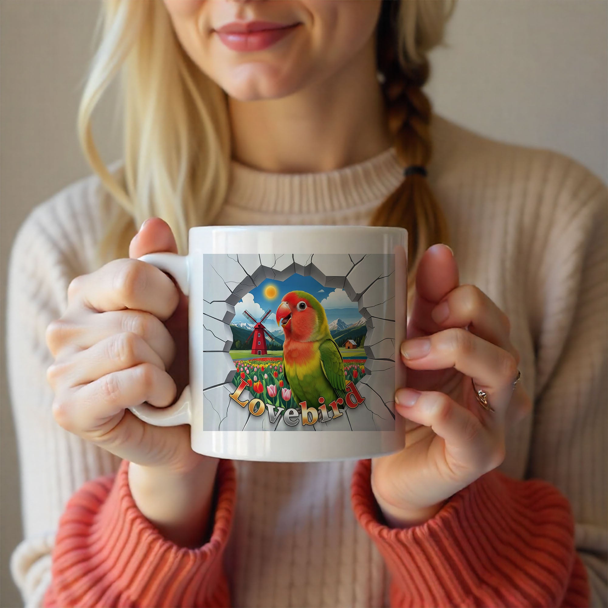 Lovebird Meadow Scenic Mug