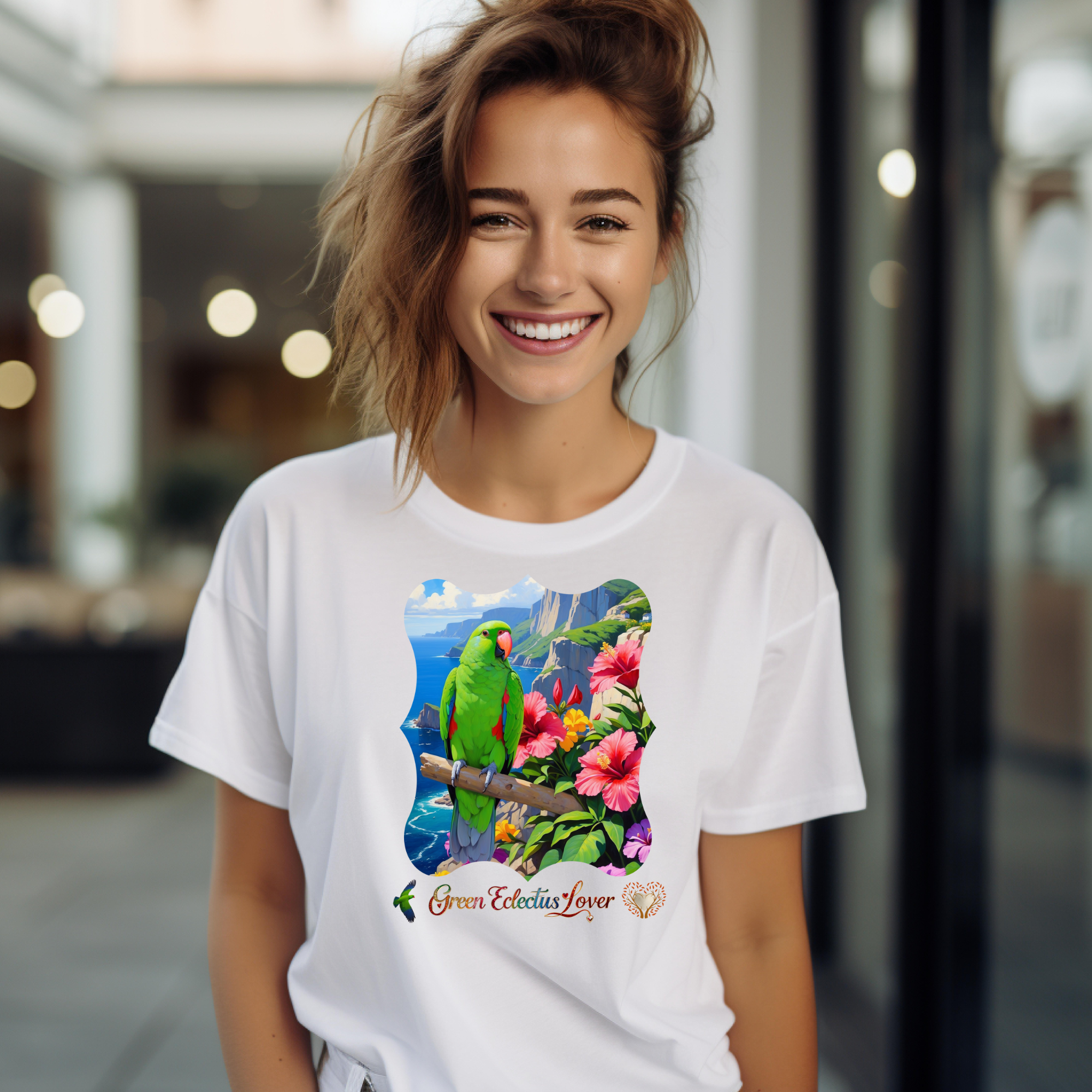 Green Eclectus Lover Hibiscus T-Shirt