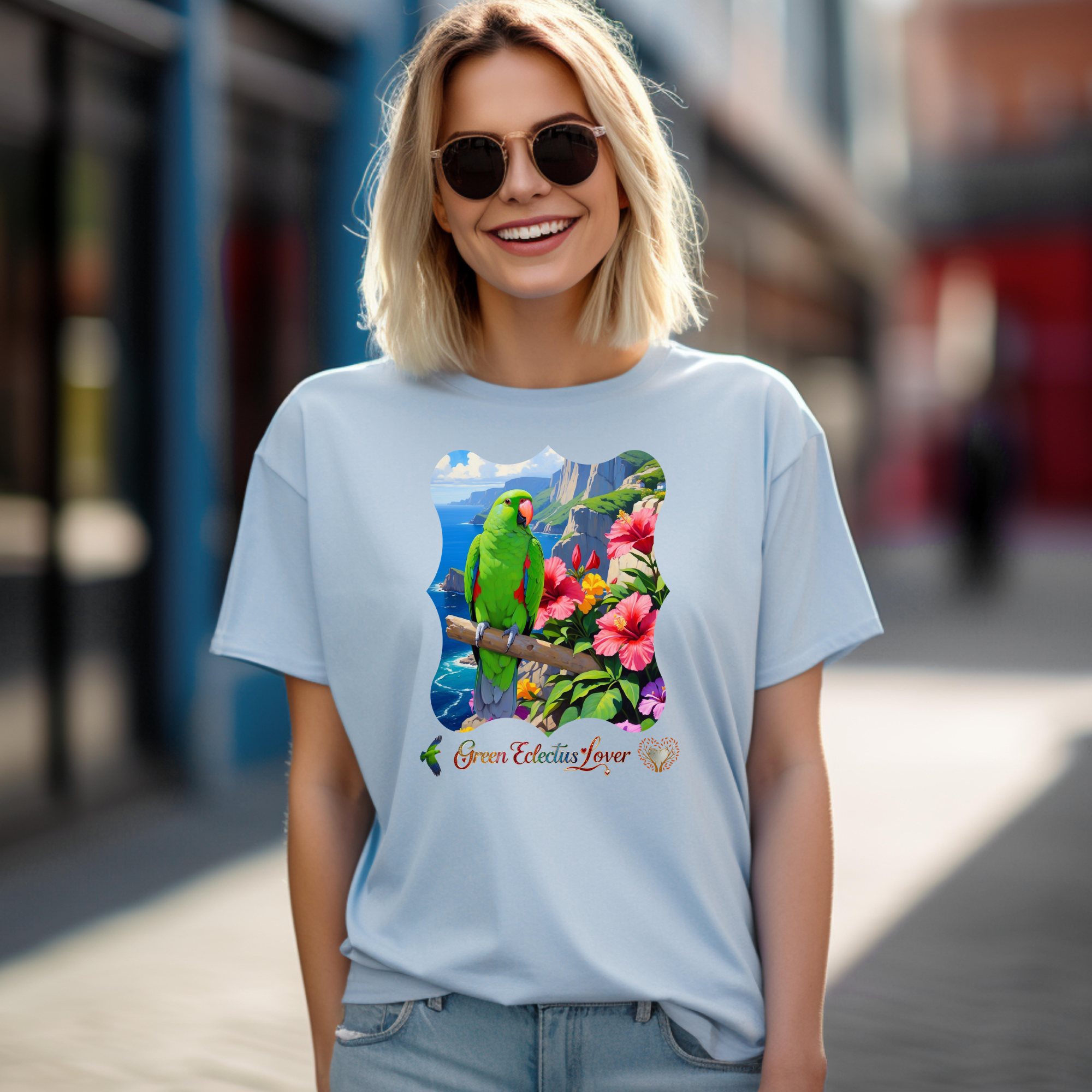 Green Eclectus Lover Hibiscus T-Shirt