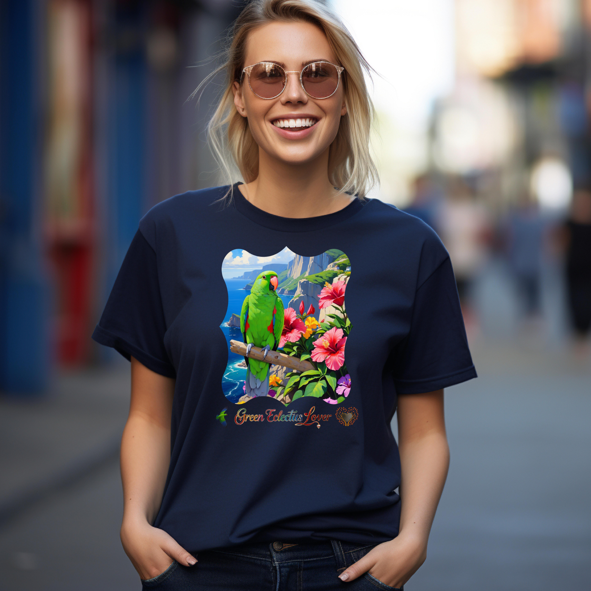 Green Eclectus Lover Hibiscus T-Shirt