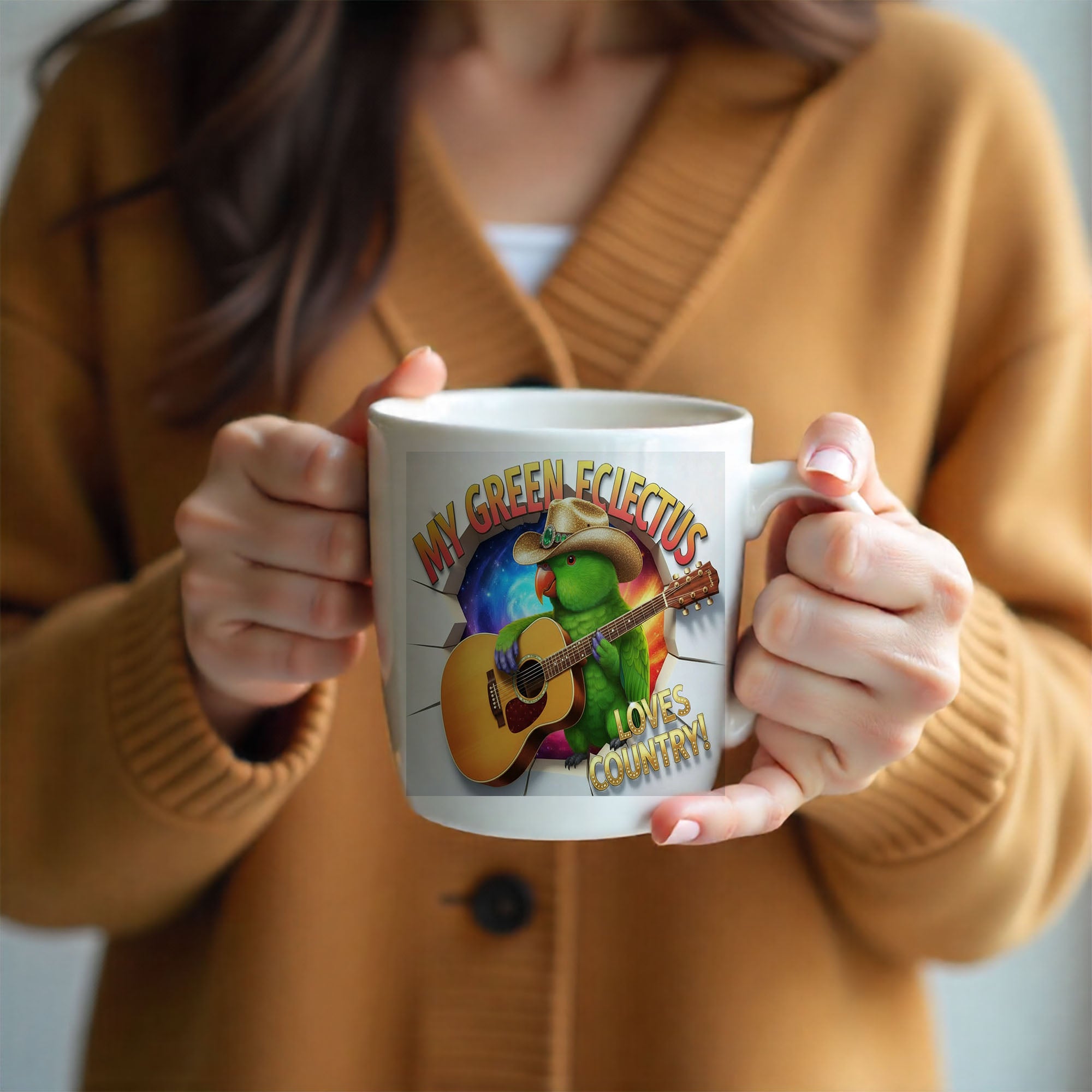 My Green Eclectus Loves Country Mug