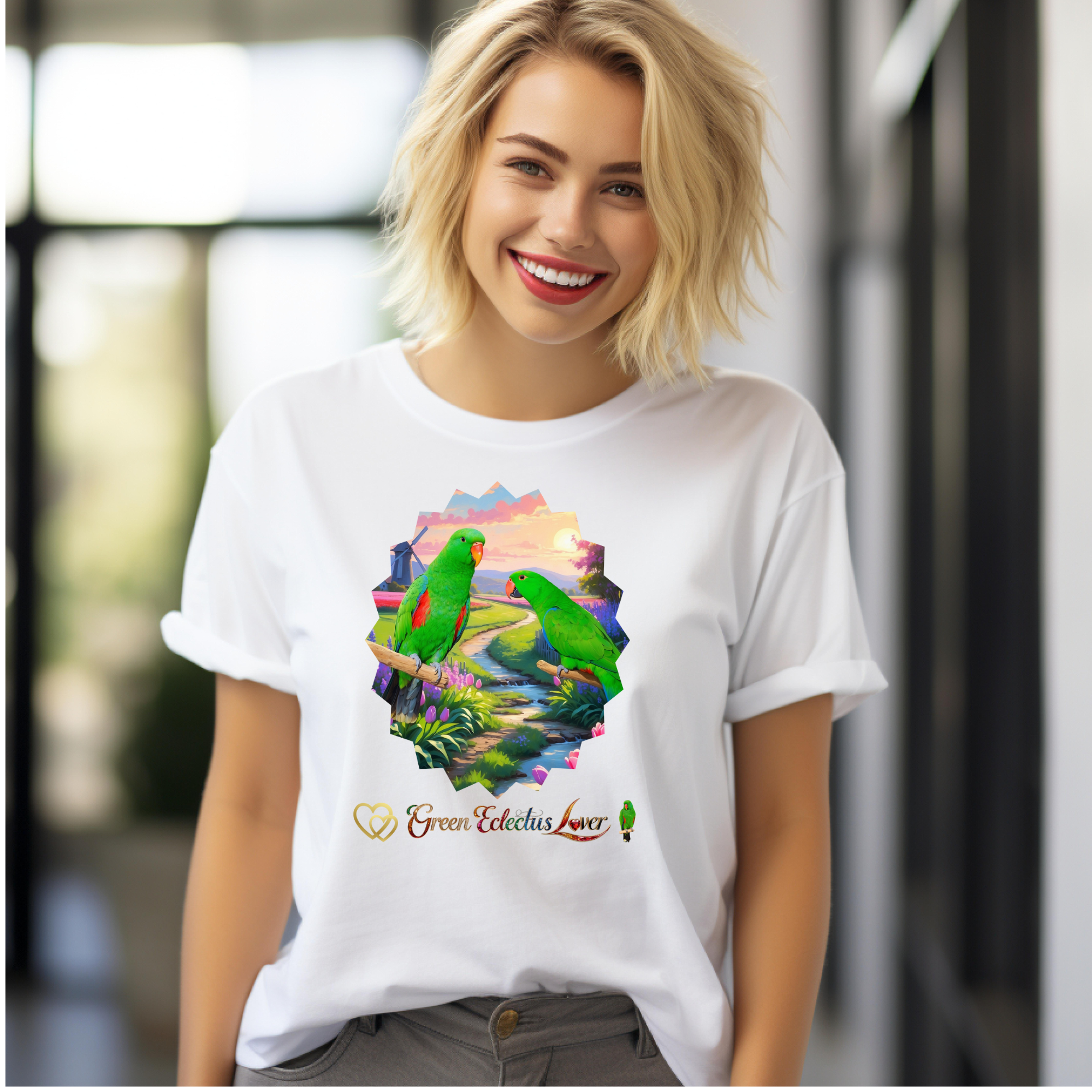 Green Eclectus Lover Nature Scenic T-Shirt