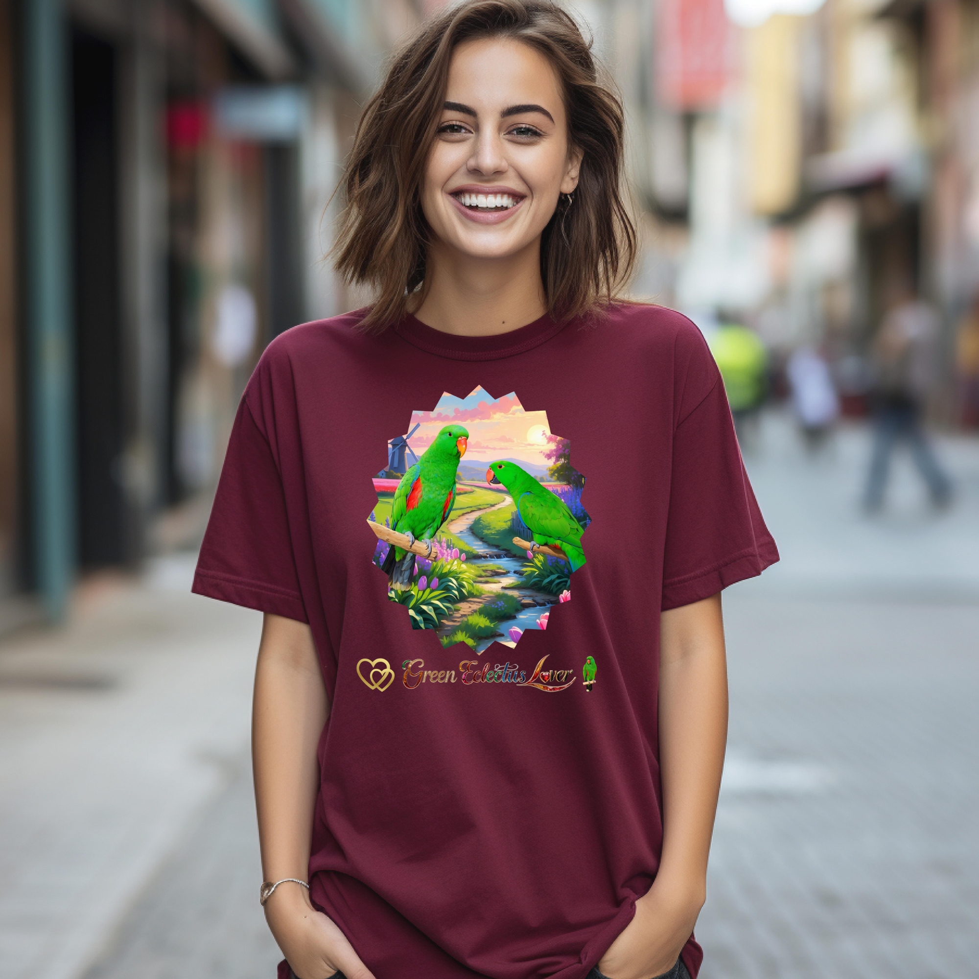 Green Eclectus Lover Nature Scenic T-Shirt