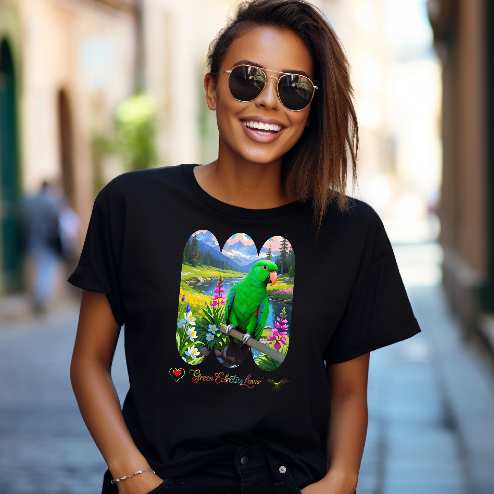 Green Eclectus Lover Lake Scenic T-Shirt