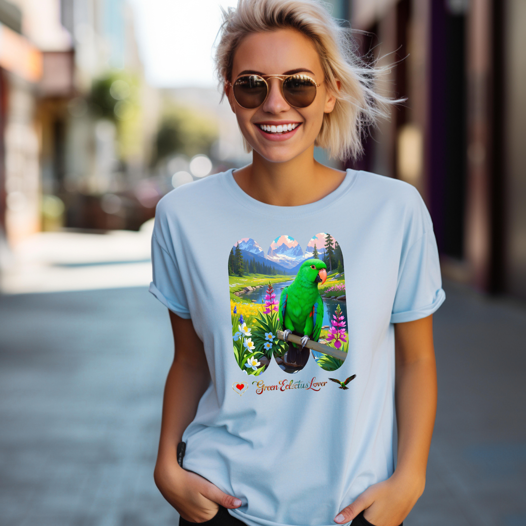 Green Eclectus Lover Lake Scenic T-Shirt