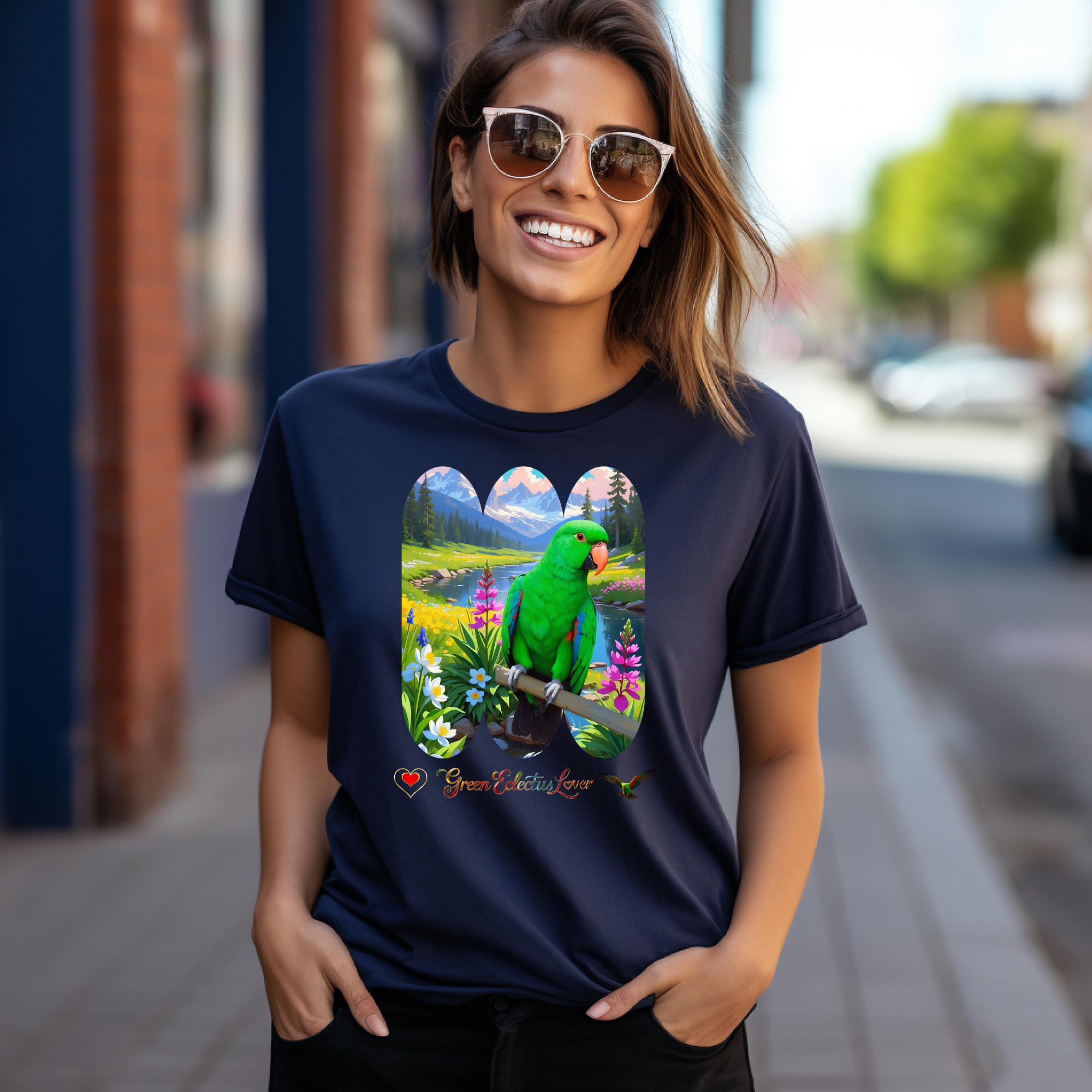 Green Eclectus Lover Lake Scenic T-Shirt