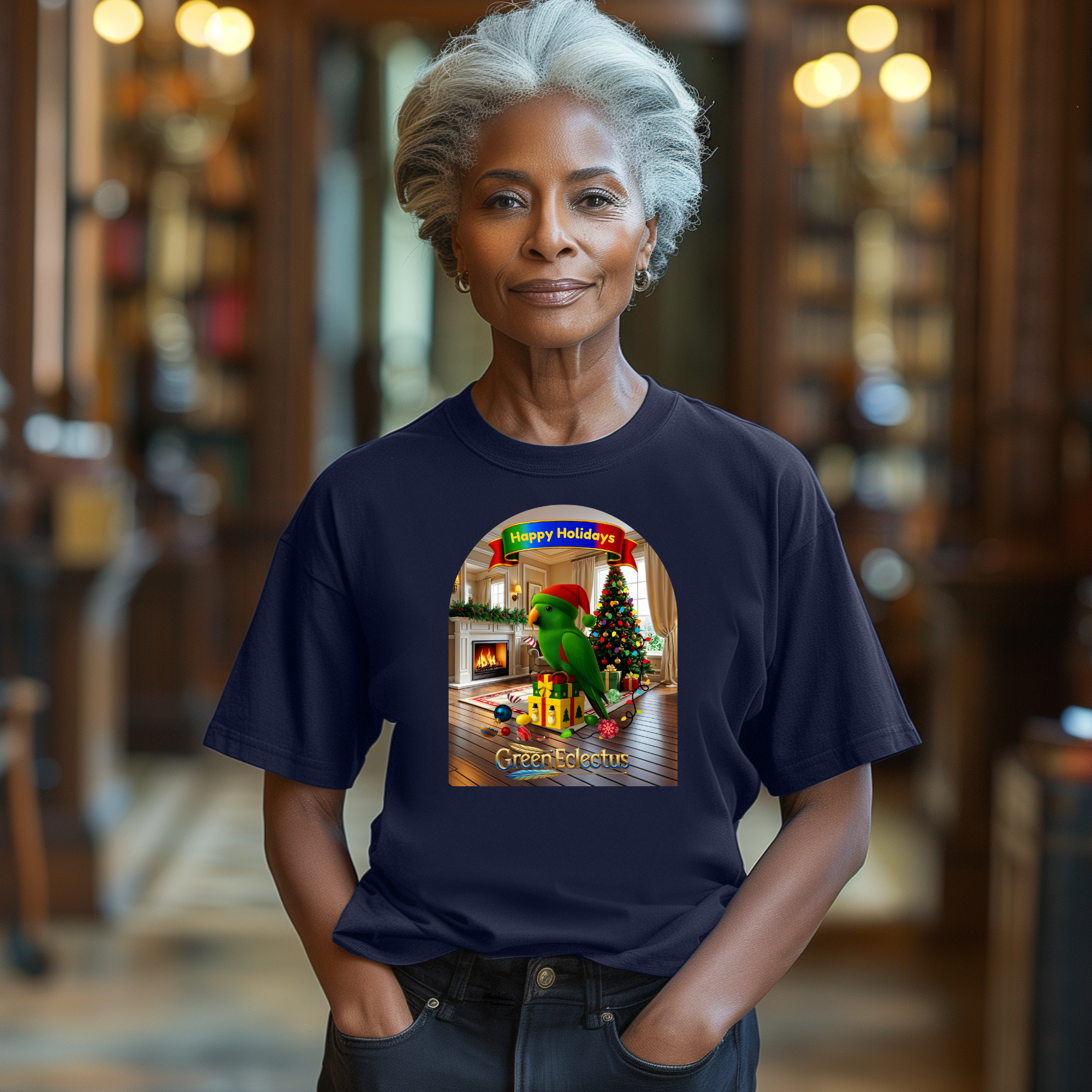 Happy Holidays Green Eclectus T-Shirt
