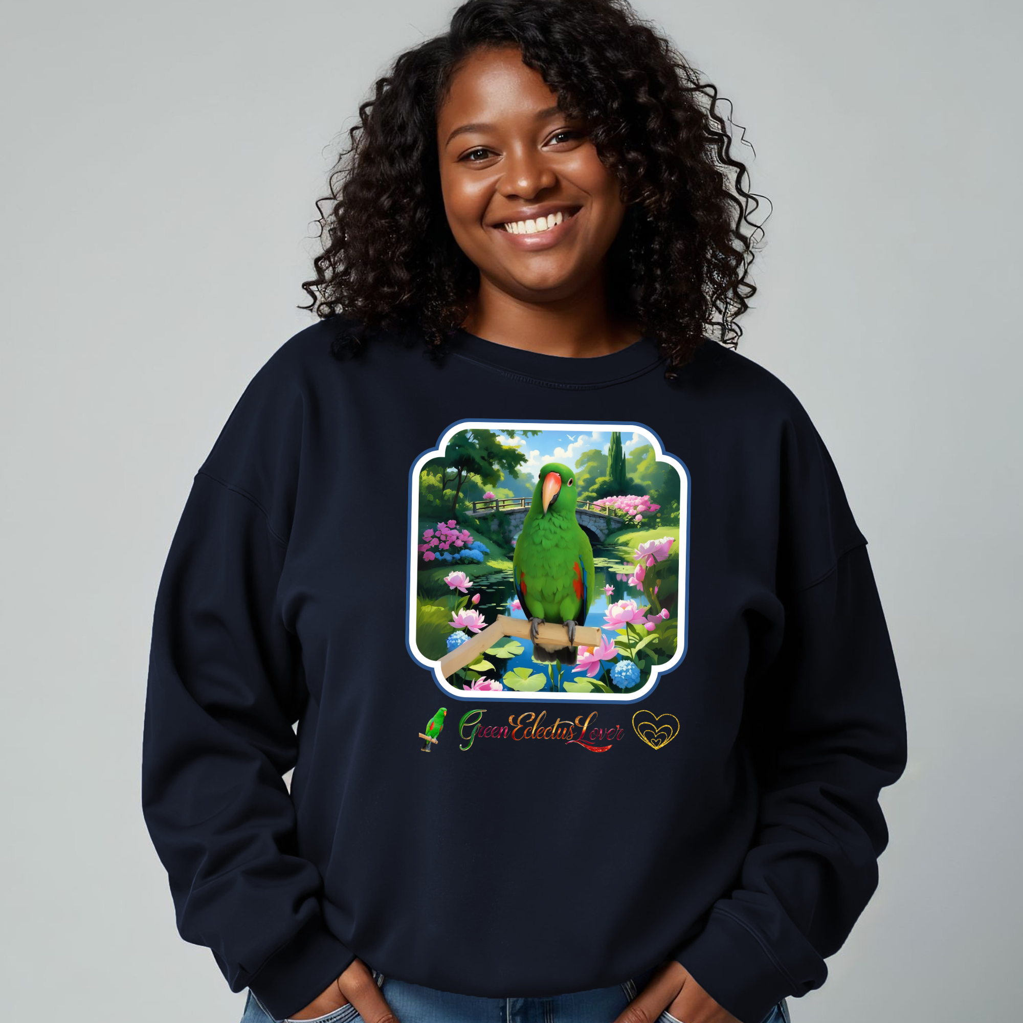 Green Eclectus Lover Floral Sweatshirt